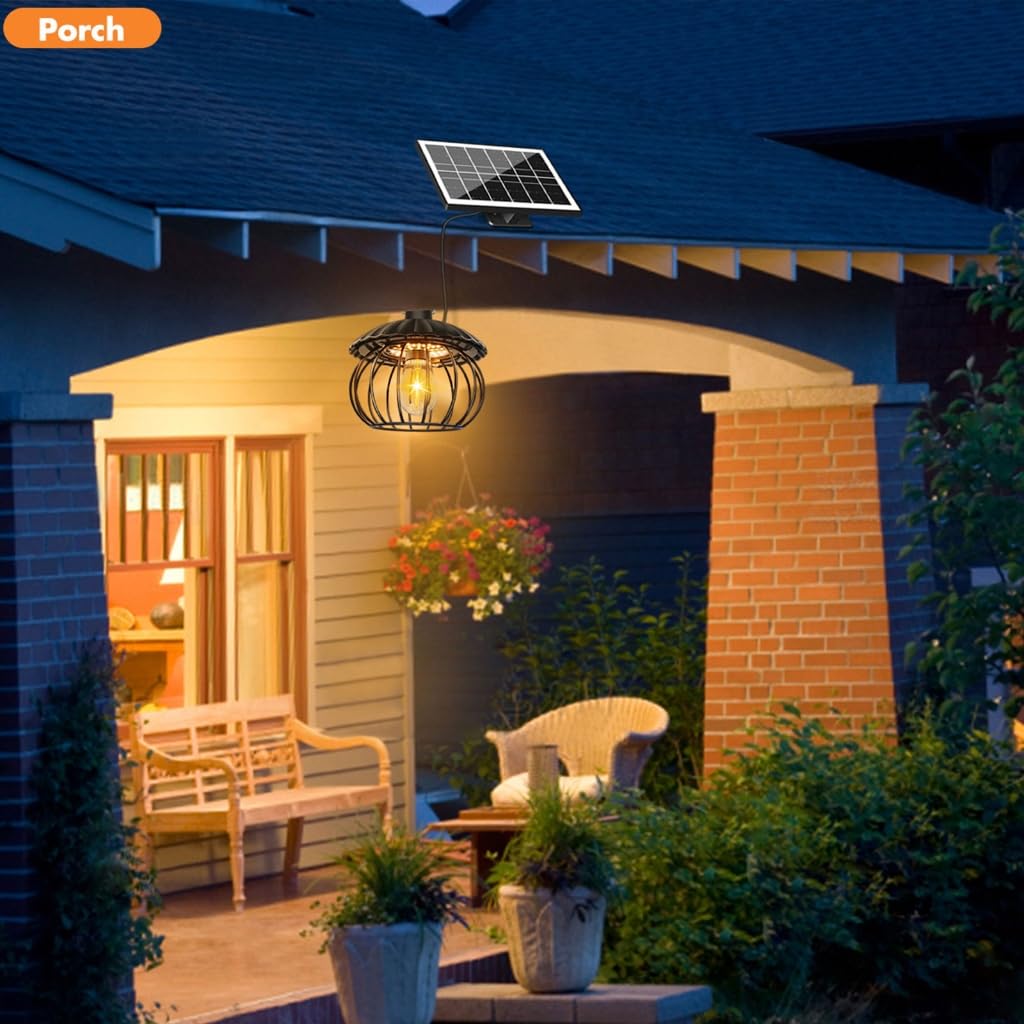 Lampada solare a sospensione con pannello separato per ingresso anteriore e casa