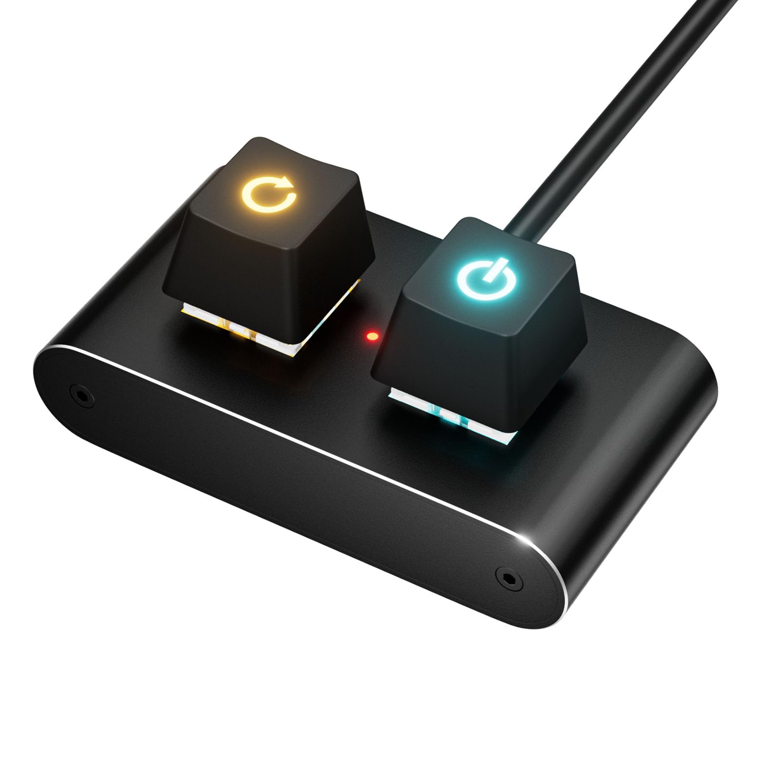 Tosuny PC Power Button with 2M Cable, External Power Reset Switch for Desktop Computer Motherboard, Mechanical Key Switch, RGB Light, Easy Installation for Custom PC Case