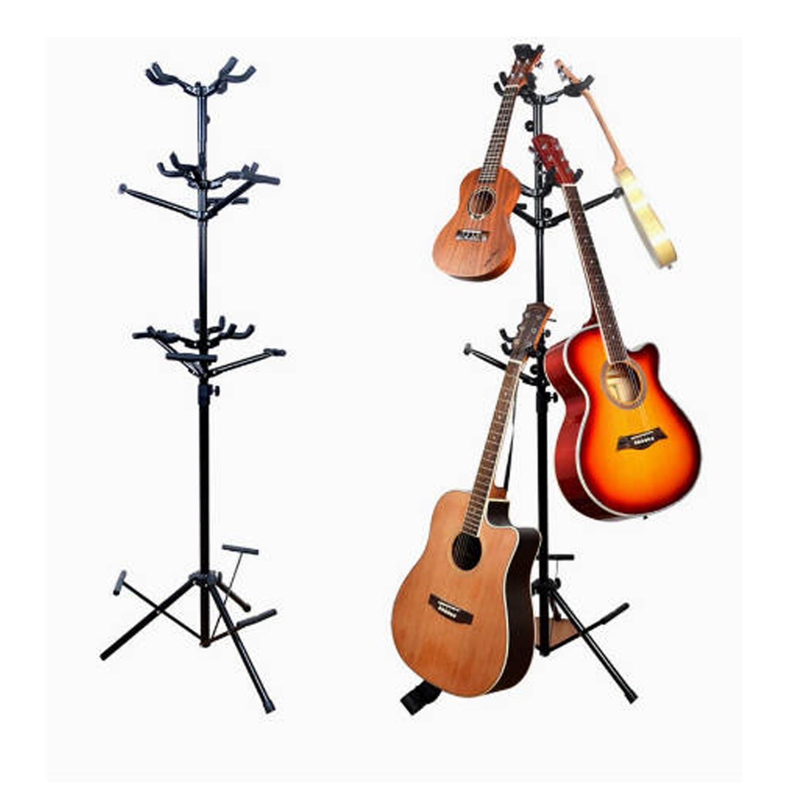 Gitarrenständer für bis zu 9 Gitarren, Verstellbarer 9 Gitarrenständer, Multi Display Rack mit schützender Gummipolsterung, hält drei elektrische oder akustische Gitarren Schwarz