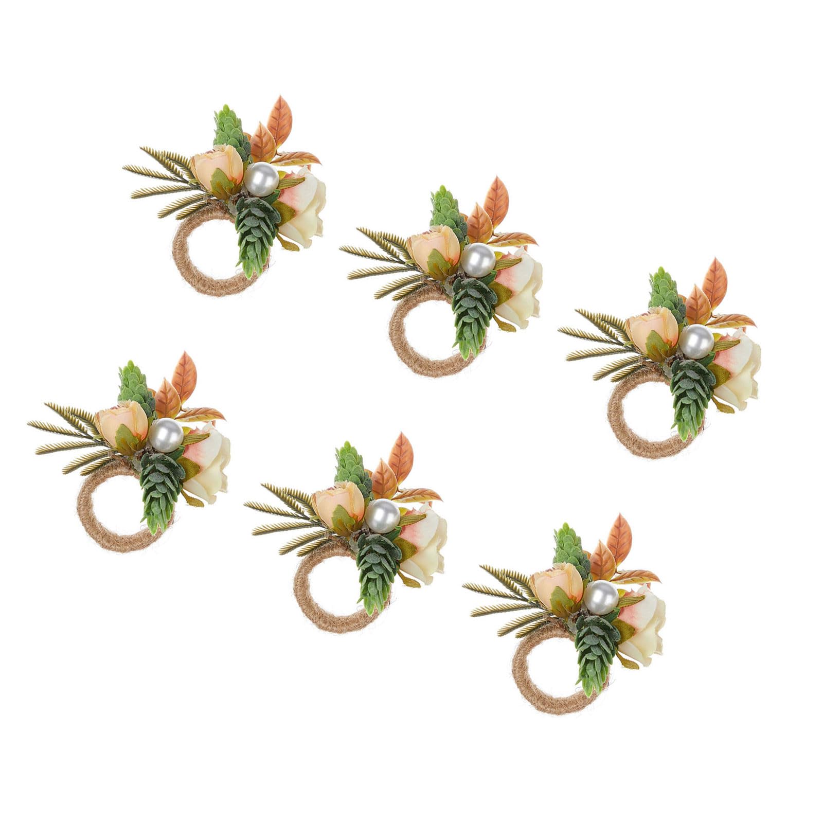 NEWFT 6Pcs Unique Flower Napkin Holders Table Rings Flower Theme Napkin Holders for Creating Enchanting Dining Ambiances