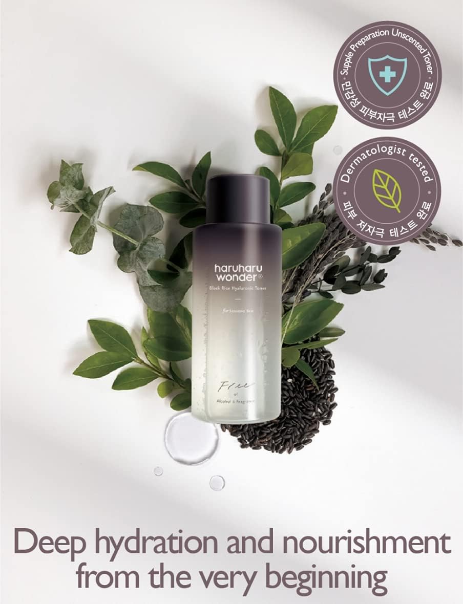 haruharu Wonder Black Rice Hyaluronic Toner for Sensitive Skin Alcohol Free, Fragrance Free, Deep Hydration, Glass Skin - Image 4