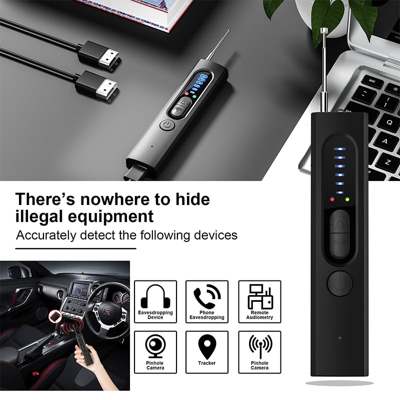 OVWE Hidden Camera Detectors,Spy Camera Detector,Hidden Bug and GPS Tracker Finder, Privacy Protector, 5 Levels Sensitivity 4 Modes, 25H Working Time 3
