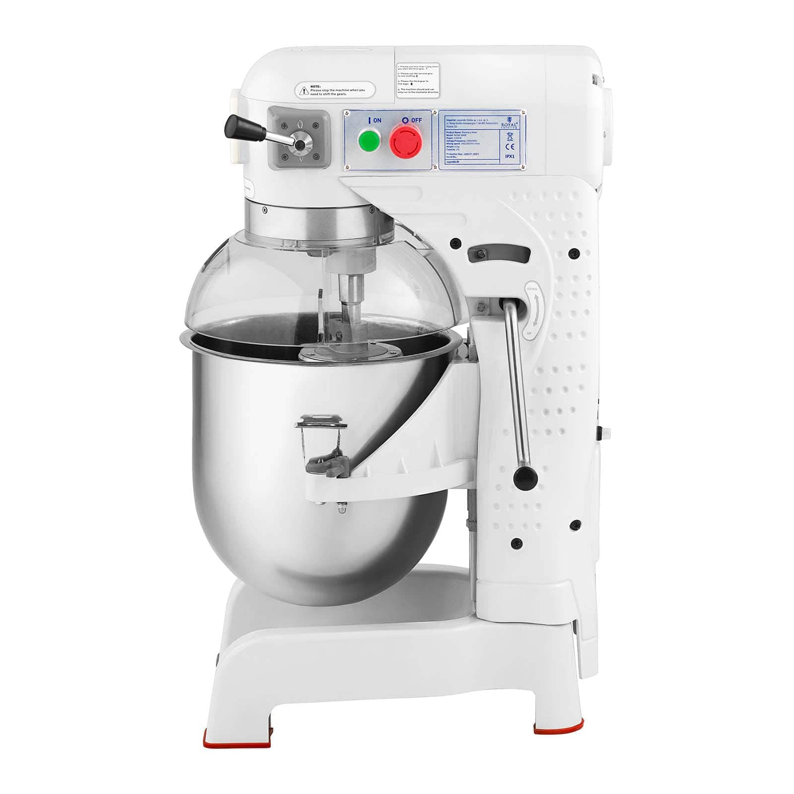 Royal Catering RCPM-30WP Teigknetmaschine Knetmaschine Planetenrührwerk 1.100W 1,5m-Kabel 230V 25L