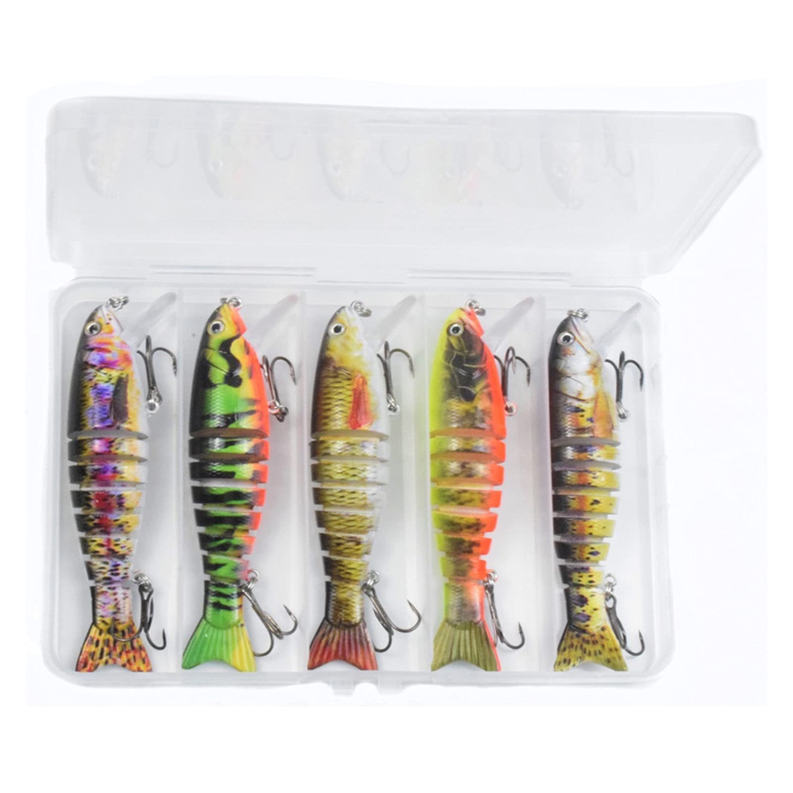 Señuelos de Pesca Señuelos de Pesca hundimiento Wobblers Conjuntos de Pesca señuelos de Pesca 8 segmentos Minnow Cebos Artificiales Pesca Tackle 5pcs/ Caja Cebos Artificiales