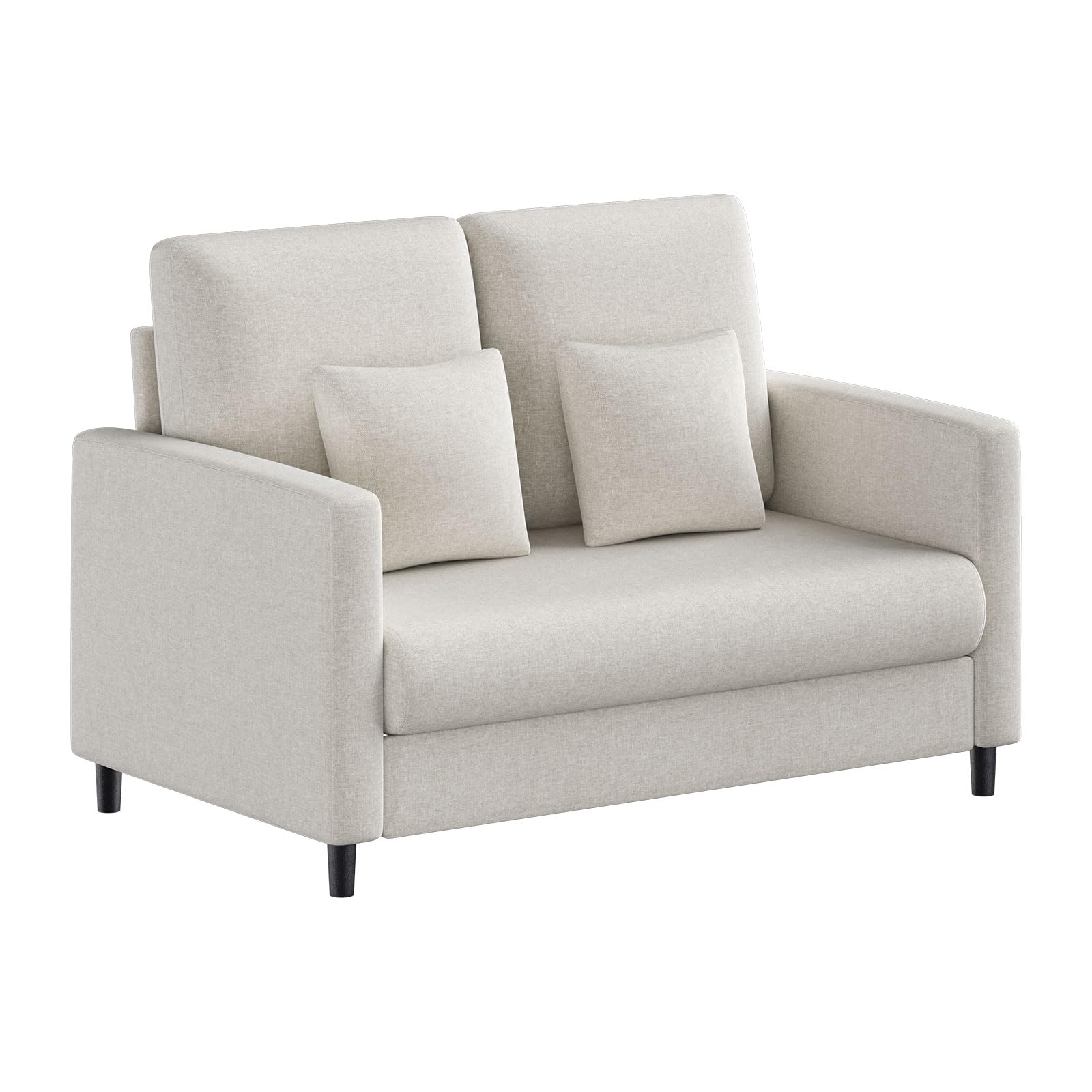 Crevyteg Loveseat Sofa, 52" Love Seat for Small Spaces, Mid Century Sofa Accent Chair with Padded Armrest, Wood Frame, Tool-Free Assembly, Comfy Sofa Couch for Bedroom, Living Room, Beige