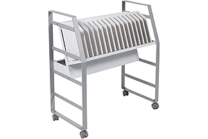 LUXOR 16-Tablet Chromebook Storage Charging Cart with Power Strip