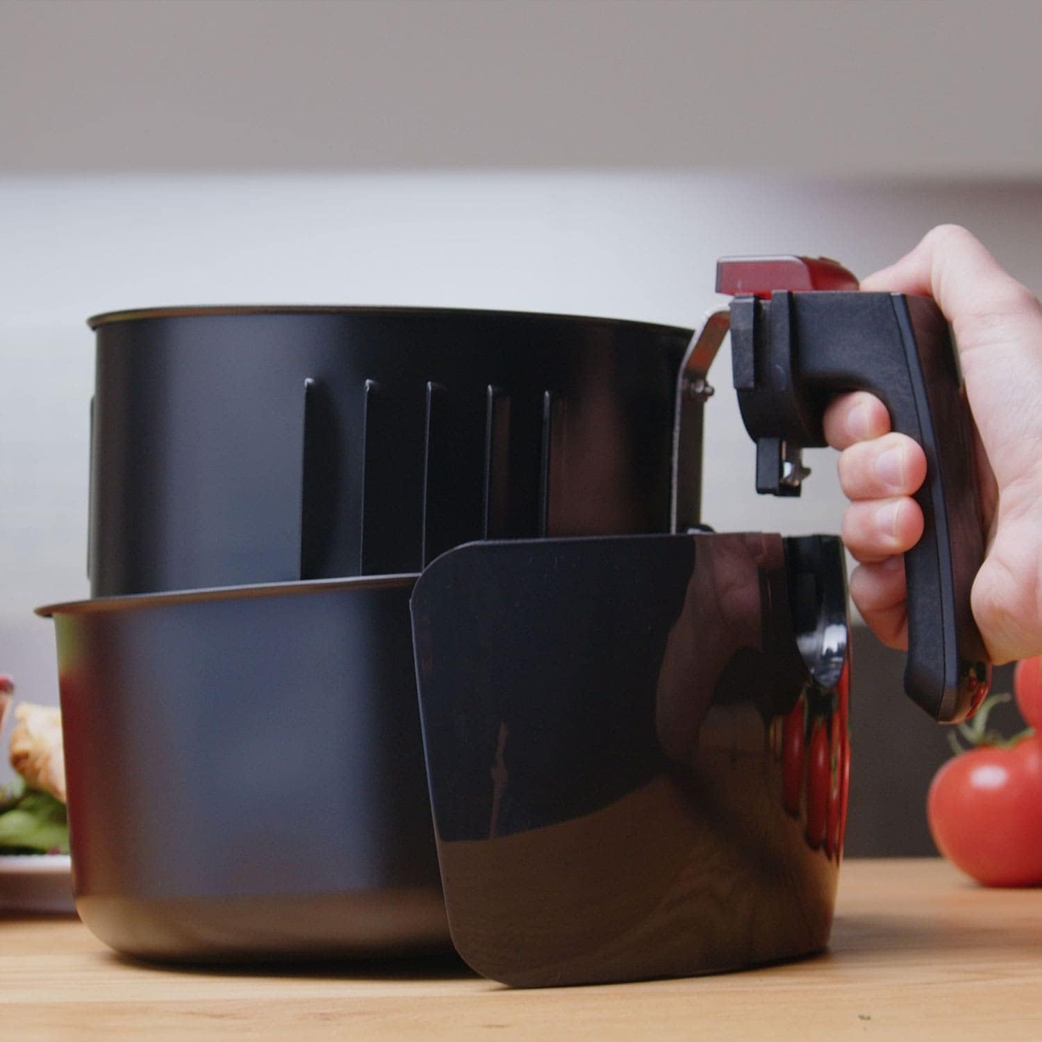 Taurus Léviter - Friggitrice ad aria, frigge senza olio, 2,5L, 1500W, da 80 a 200ºC, timer 30 min, lavabile in lavastoviglie, piedi antiscivolo, grigio