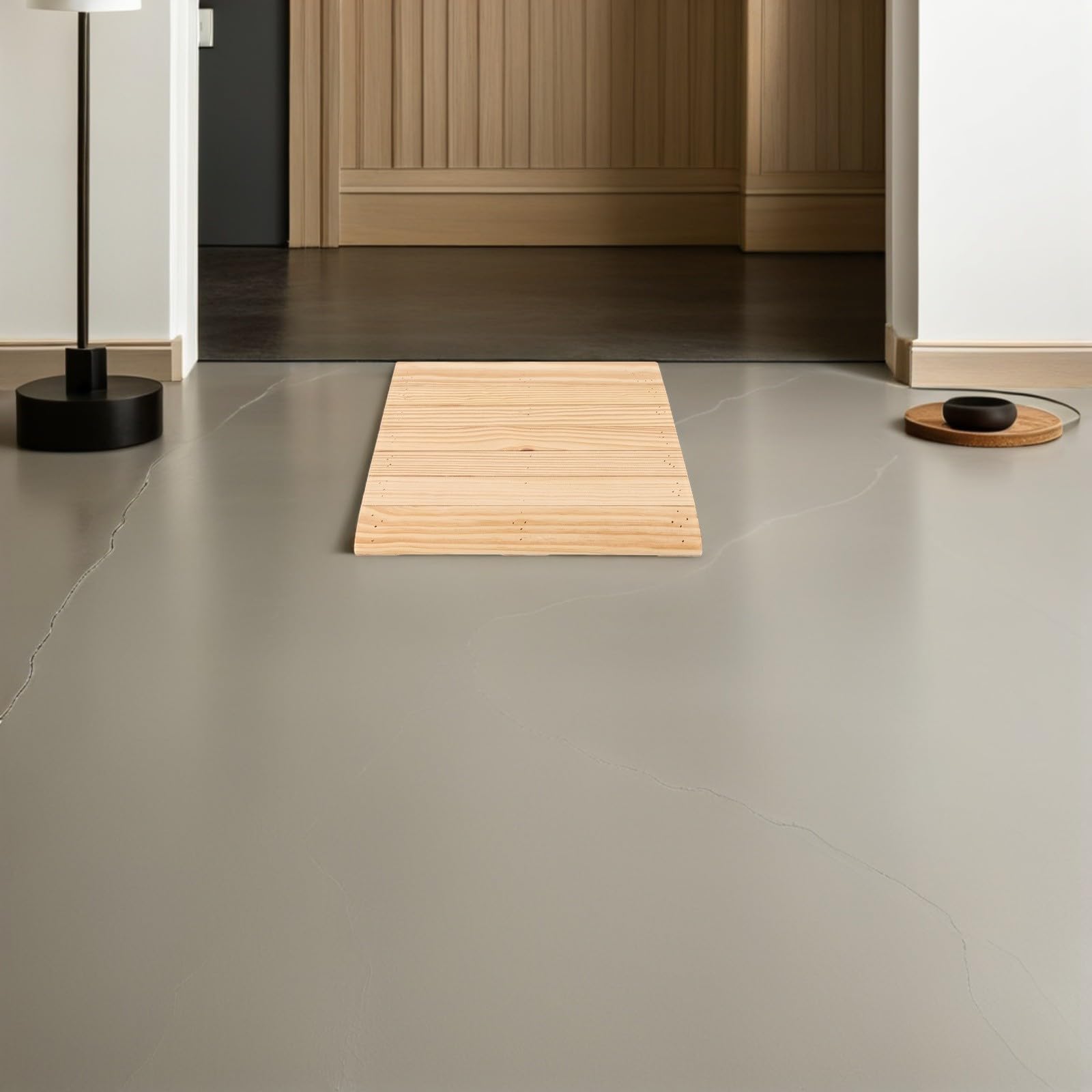Luxshiny Rampa para Silla de Ruedas y Motocicleta de Madera Beige, Pendiente Ajustable para Coches y Scooters, Adecuado para Entradas Exteriores E Interiores