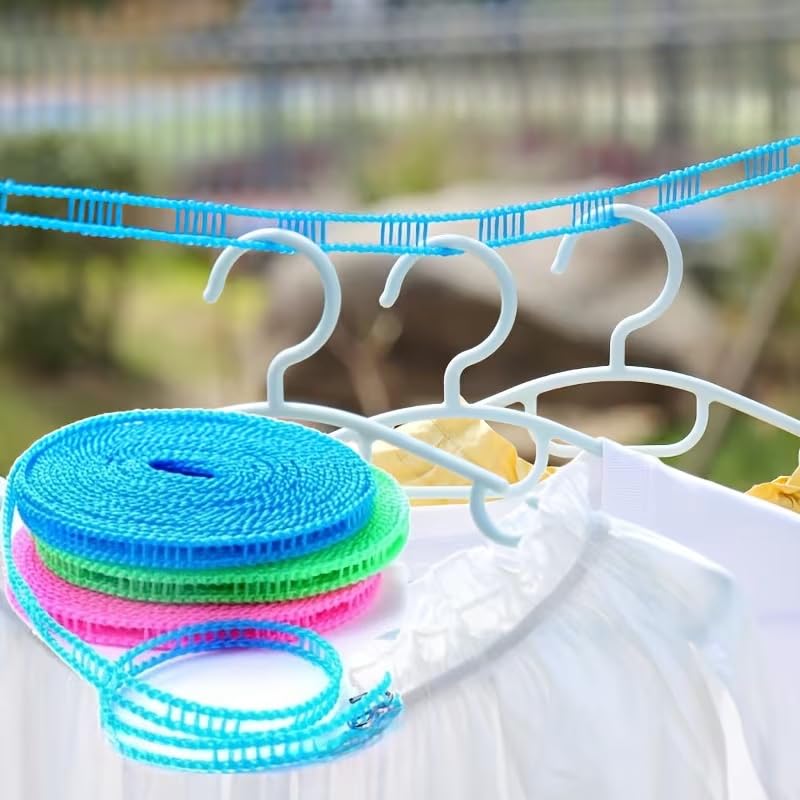 1 varal azul para uso ao ar livre, varal de viagem portátil, ajustável, varal à prova de vento, cabide para acampamento e uso doméstico, varal