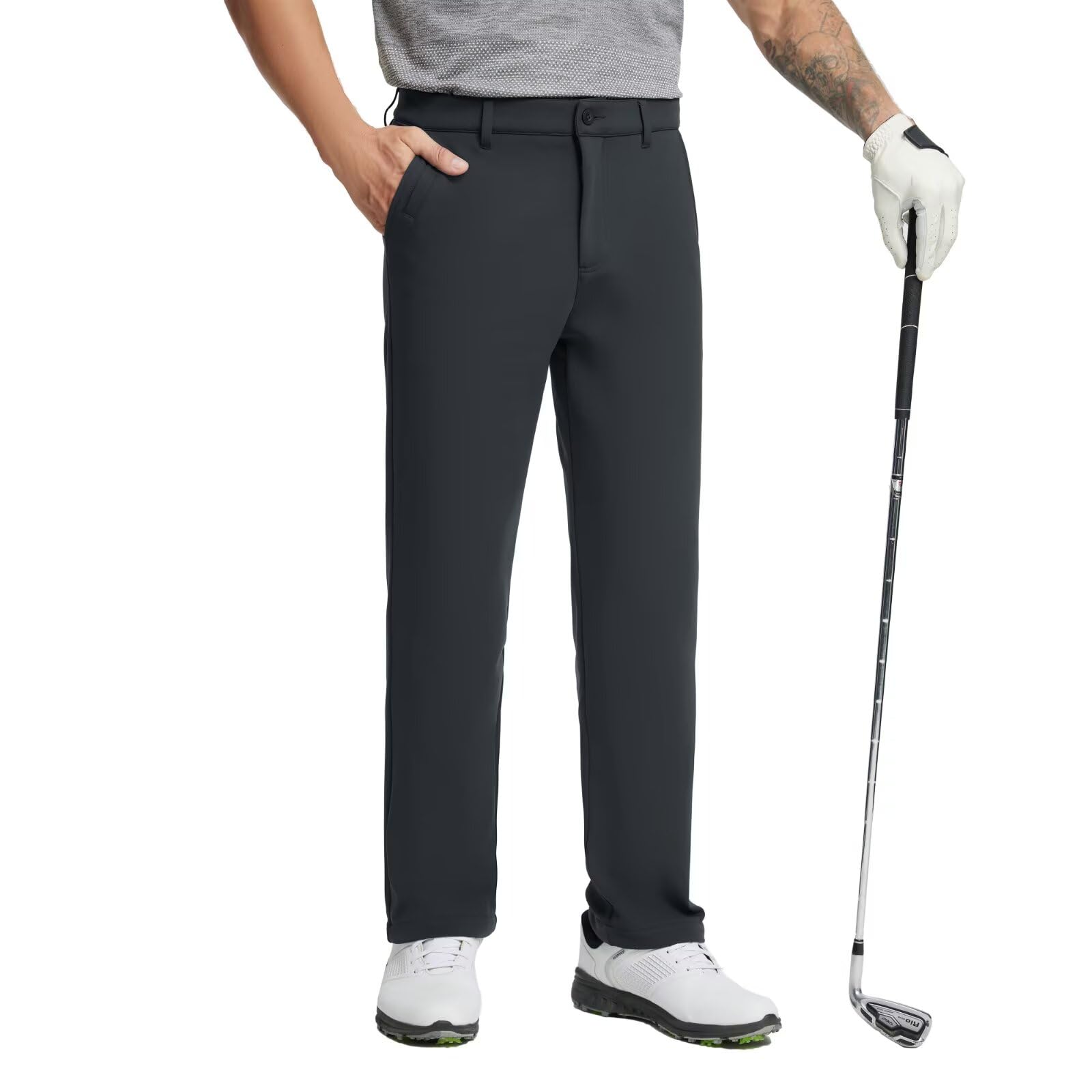 Golf Fleece Lined Pants Men Softshell Water-Resistant Workout Casual Outdoor Hiking Insulated Winter Pants for Men