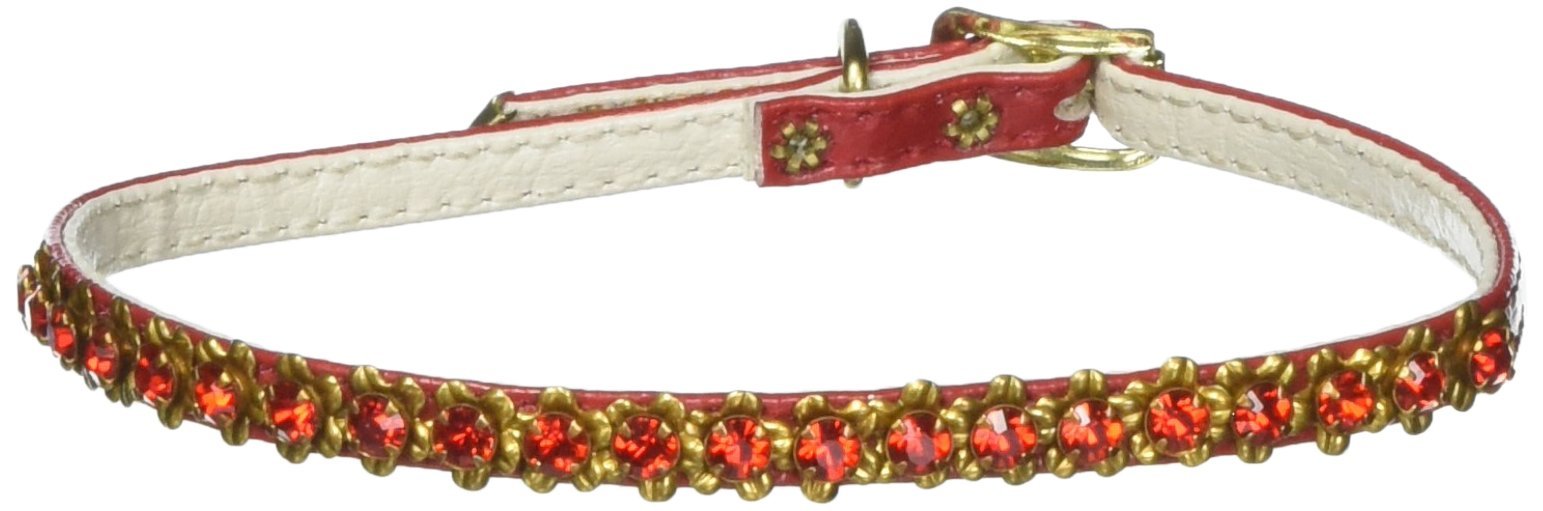 Mirage Pet Products Hampton Pet Collar, Size 14, Red with Red Stones