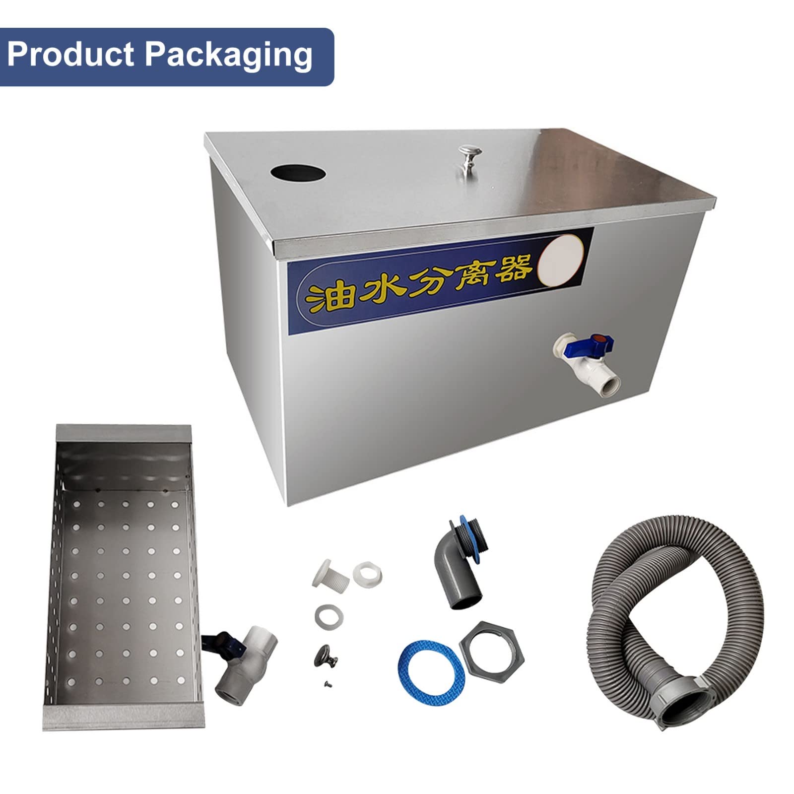Separatore di Grasso in Acciaio, Separatore di grasso Commerciale in Acciaio Inox, Filtro Antigrasso per Acque Reflue In Acciaio Inossidabile Commerciale (Size:35 * 20 * 20cm)
