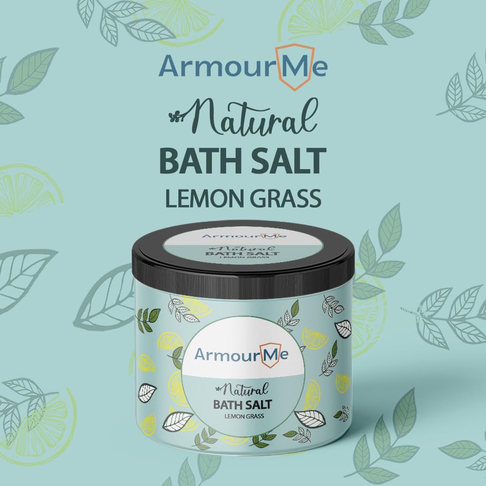 ArmourMe Natural Himalayan Bath Salts | Elegance for Bathing Bliss | Nourishing Essential Care for Skin and Muscle Relaxation| Added Natural Flowers | No Added Colors (Lemon Grass, 100 Grams)