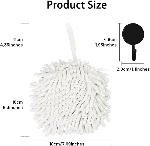 Miniatura 7 de Toalla de mano con bola mullida, toalla de mano de felpilla suave y absorbente, juego de toallas de bolas de felpilla suave y absorbente, toalla de