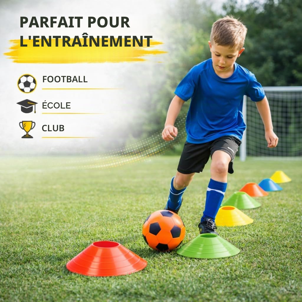 Cônes de marquage Slalom pour football, athlétisme - Accessoires d'entraînement et accessoires de football