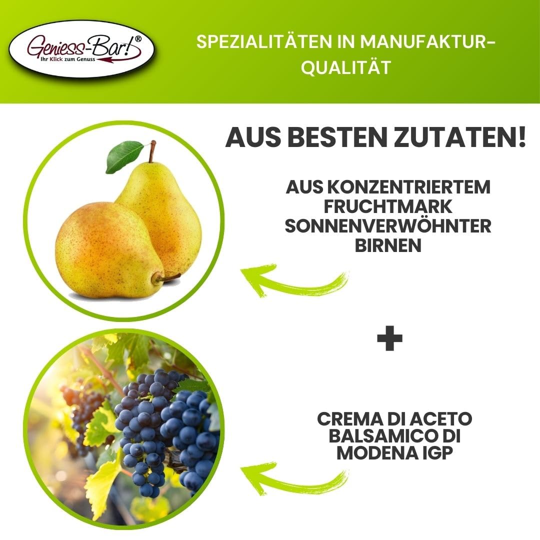 Geniess-Bar! Balsamico Creme Birne (5 Liter + 10 Flaschen) - Premium Crema di Aceto Balsamico di Modena IGP mit 3% Säure