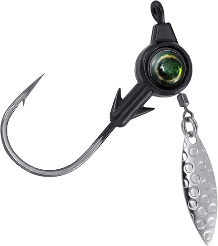 Dr.Fish Paquete de 10 plantillas de pesca Underspin Heads Mustad Hooks 3D Eye Crappie Jig Heads Round Jig Willow Blade Sin Pintar Jig Water Bass