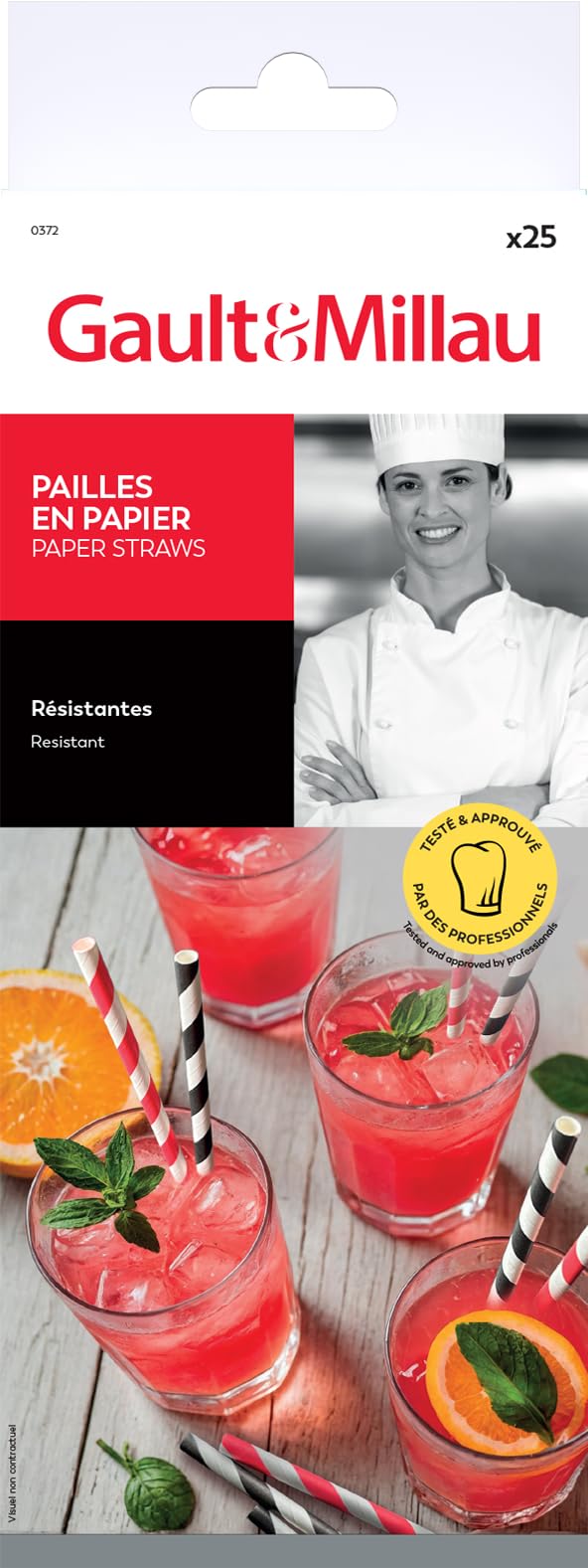 GAULT&MILLAU - Paper Straws x25 - Eco-Friendly and Stylish - Ideal for Cold Drinks and Cocktails - Pack of 1
