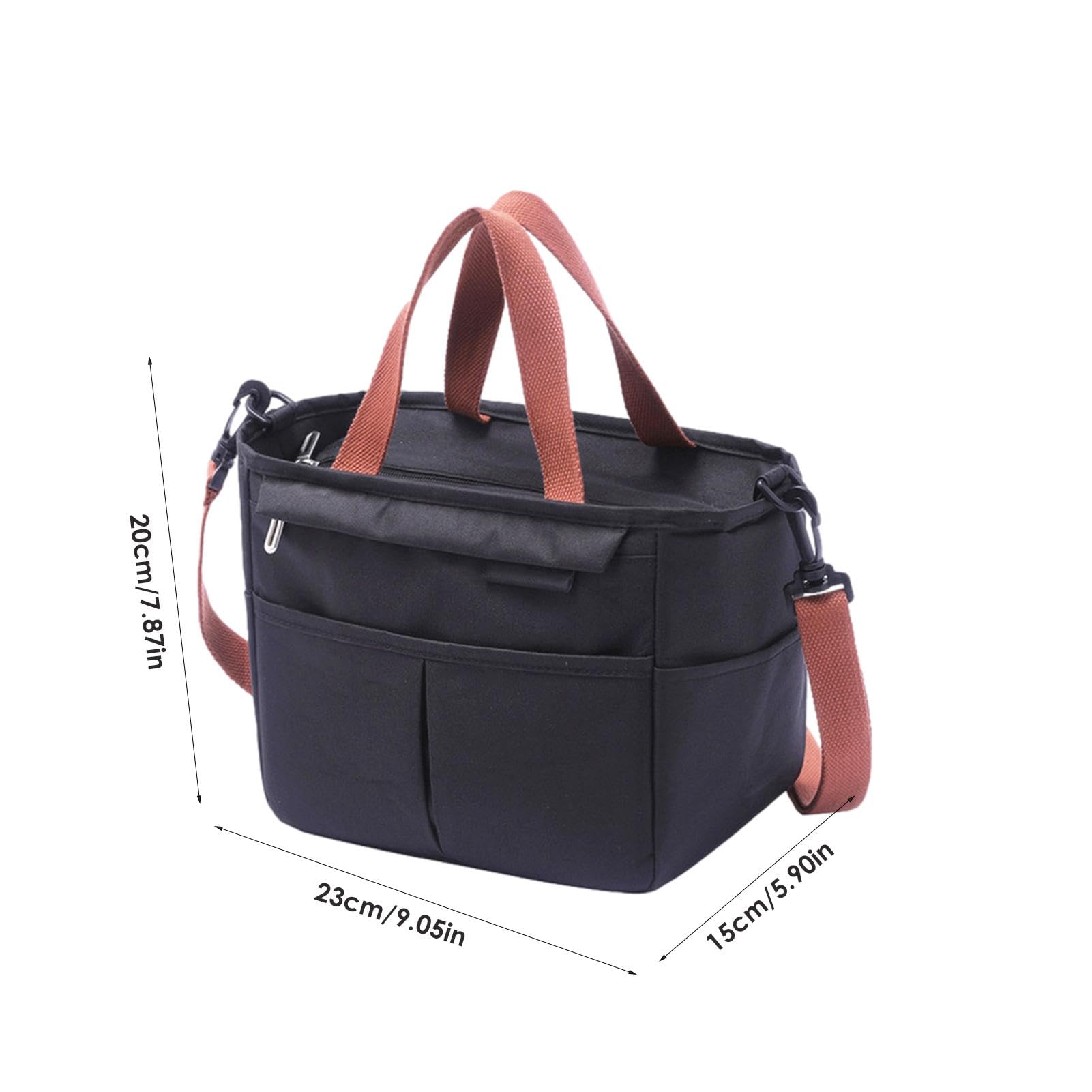 Un bolso más fresco, un bolso más fresco hermético de las mujeres del bolso del almuerzo, la bolsa de asas reutilizable del almuerzo del bolso del calentador de la comida (Color : Black)