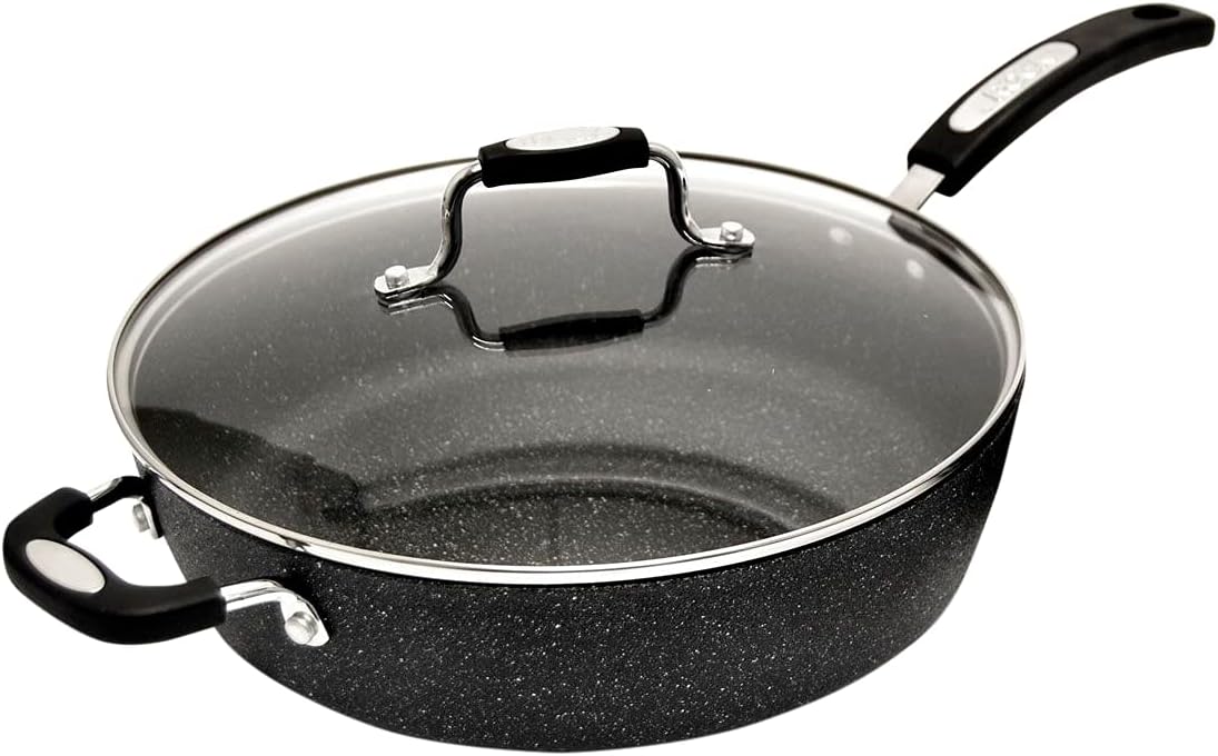 The Rock Classic 11" (28cm) Non-Stick Deep Fry Pan with Helper Handle - Durable Forged Aluminum - Oven Safe - PFOA Free - Easy to Clean
