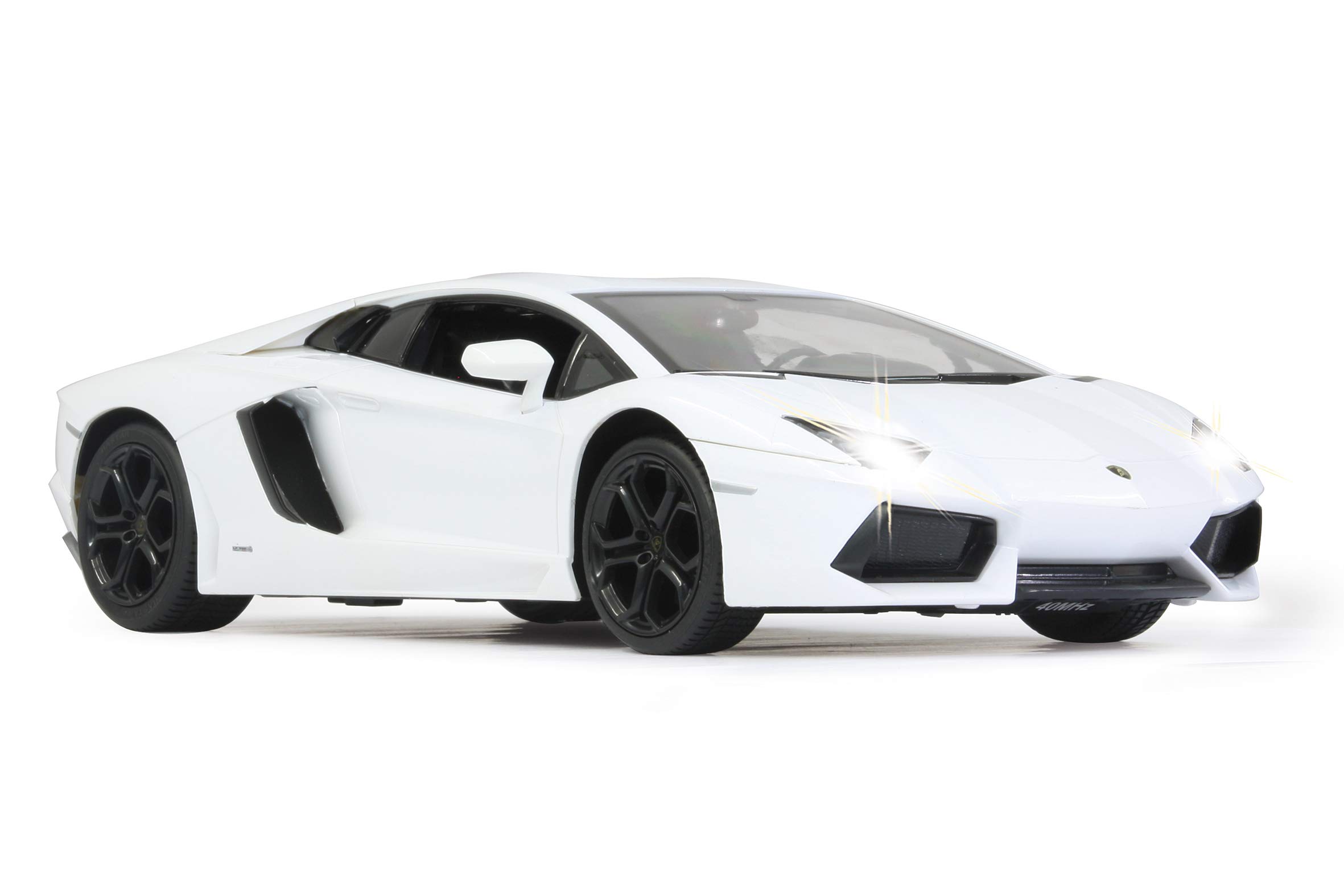 Jamara 404316 Samochód Lamborghini Aventador 1:14 2,4 GHz-oficjalnie licencjonowany, do 1 godz. czasu jazdy przy 11 km/h, LED, idealnie odwzorowane szczegóły, szczegółowe wnętrze, wysokiej jakości wykonanie, biały