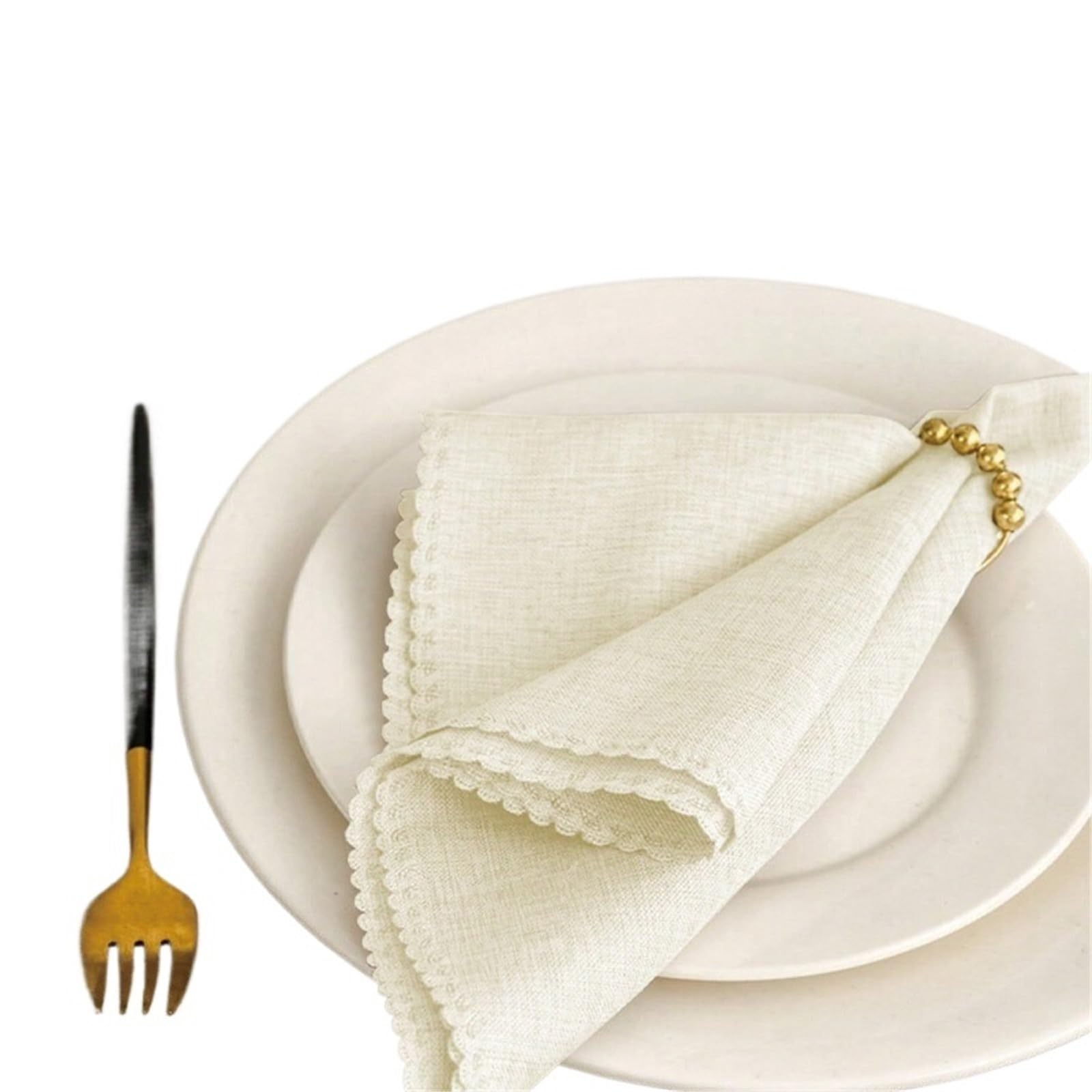 Table Napkins Lace Napkin Cloth Is Suitable For Wedding Banquets, Valentine's Day, Picnic Parties, Gatherings, Daily Decoration At Home(Beige 12pcs)