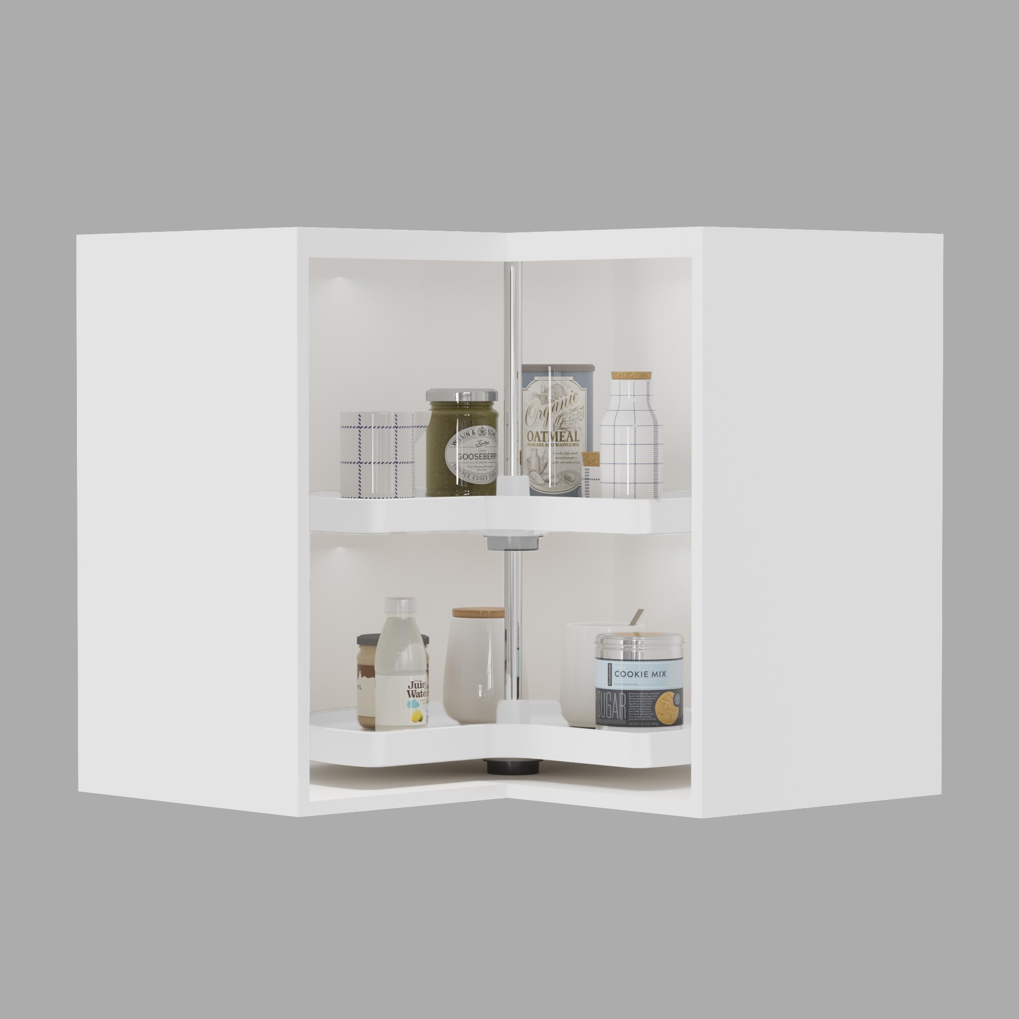DOWELL 24 Inch Kidney Chrome Lazy Susan - 2-Shelf Corner Cabinet Organizer For Kitchen - View #14