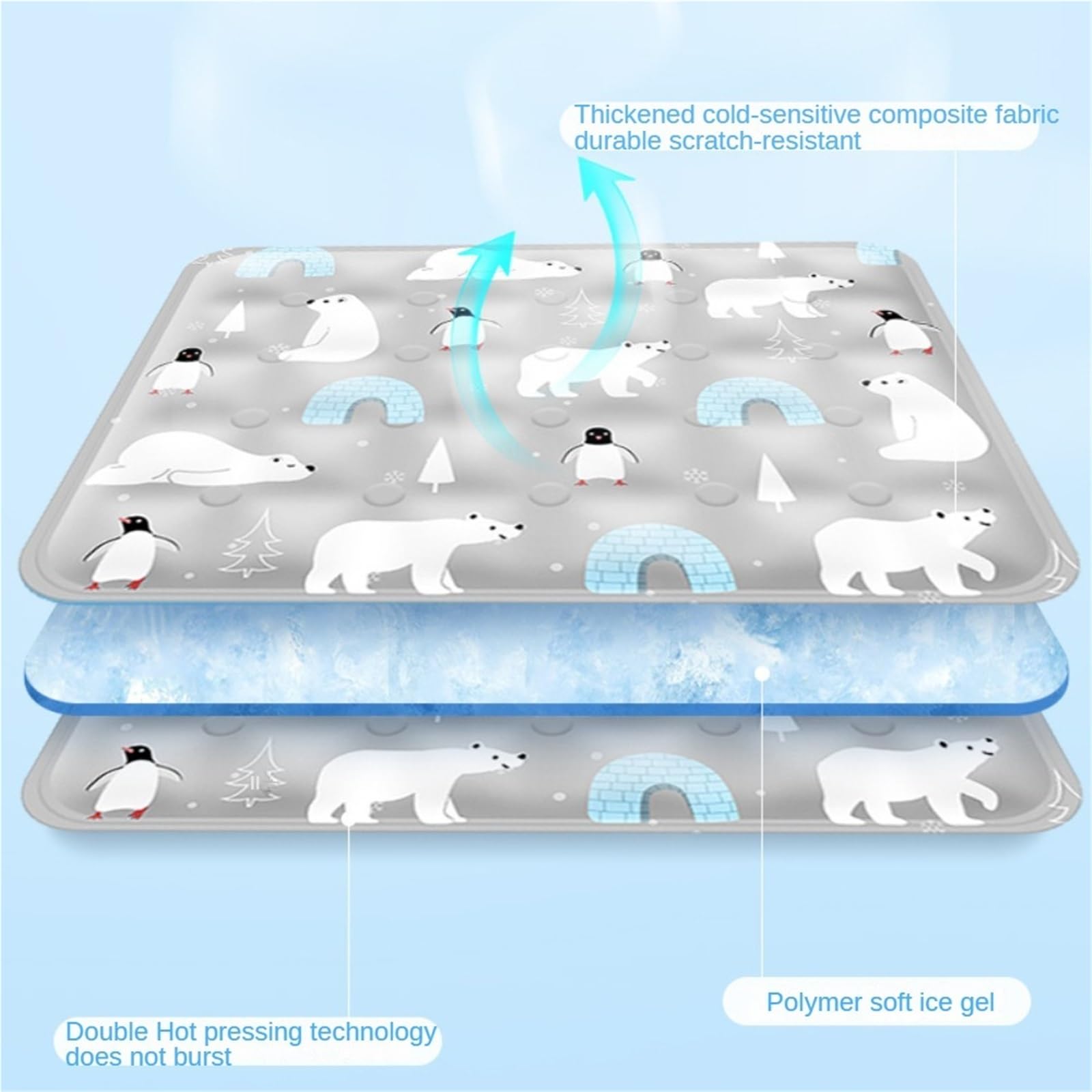 Generisch Alfombrilla de refrigeración de seda de hielo, antideslizante, reutilizable, cama de verano para perros y gatos