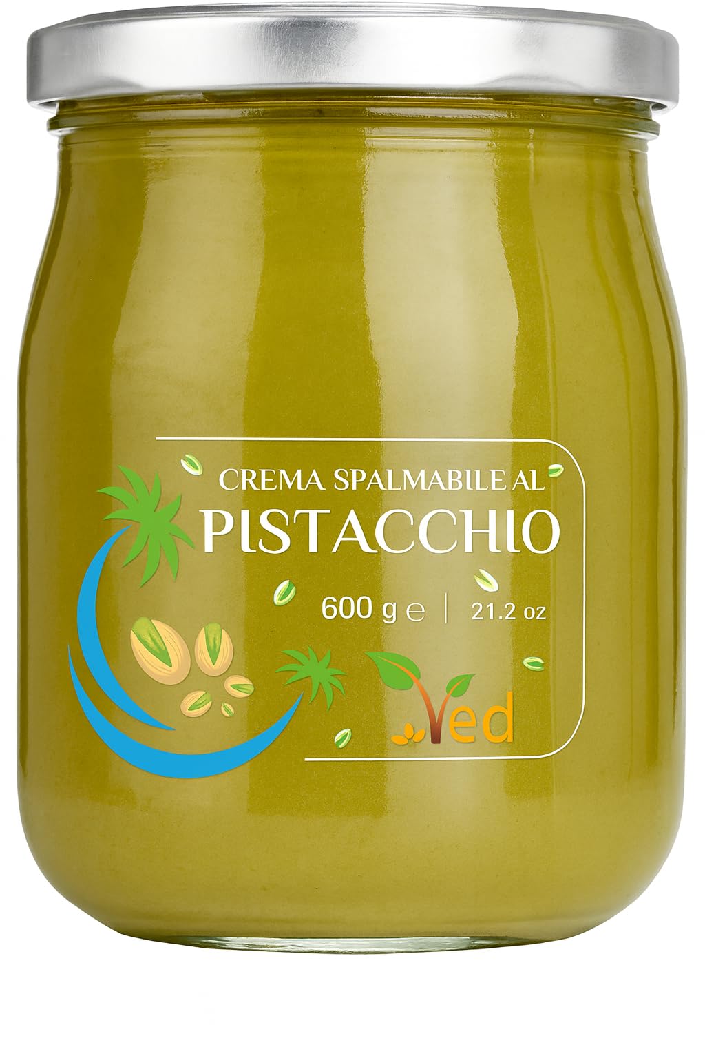 Beurre de pistache premium VED – Fabriqué en Italie | Clean Label, ingrédients naturels | Végétalien et sans gluten (600 g)