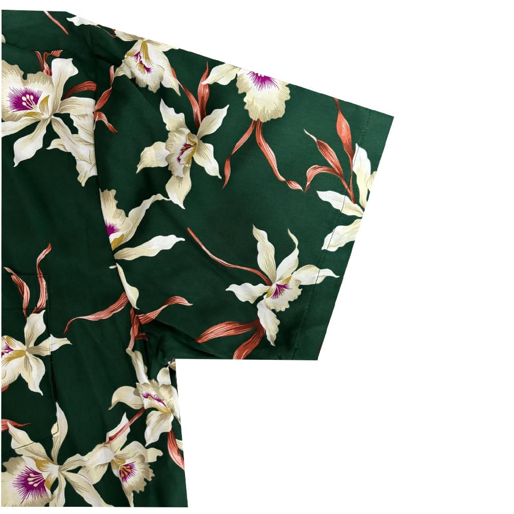 Camiseta hawaiana original | Tom Selleck Magnum | Made in Hawaii | Different Designs, Diseño Rainforest-verde, XXL