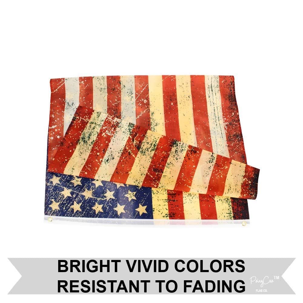 American Flag Tea Stained 3x5 Embroidered Vintage US Flags- Made In US - Foto 12