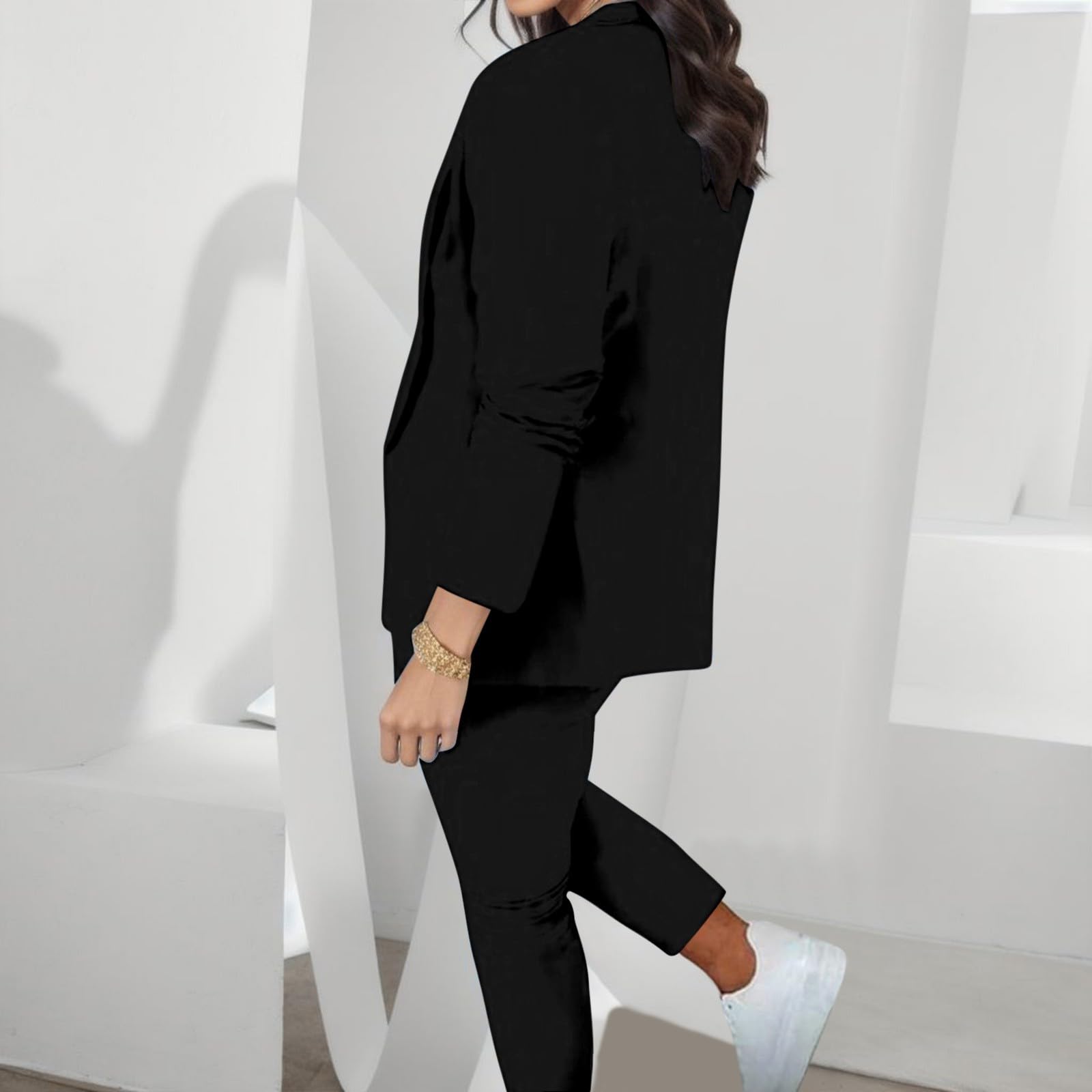 Generisch Damen Hosenanzug Zweiteiler Elegant Business Anzug Set Hochzeitsgast Slimfit Frauen Outfit Sportlich Blazer Hose Festlich Hosenanzüge Casual Büro Große Größen Streetwear Beige S-XXL