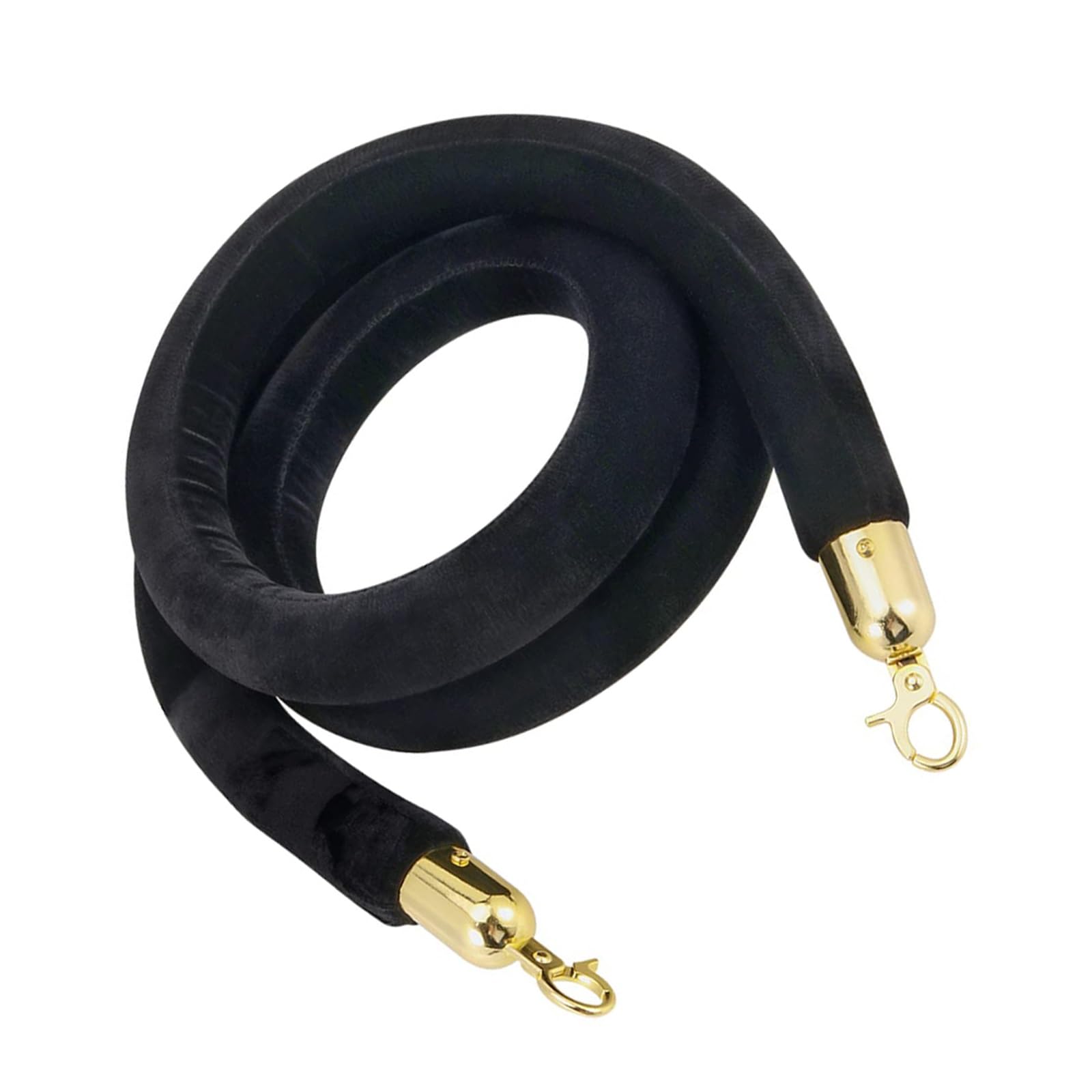 Corda nera con chiusure e ganci a scatto, barriera resistente per il controllo della folla per eventi, feste, divisore coda VIP, grandi aperture, decorazione, lunghezza 1,8 m