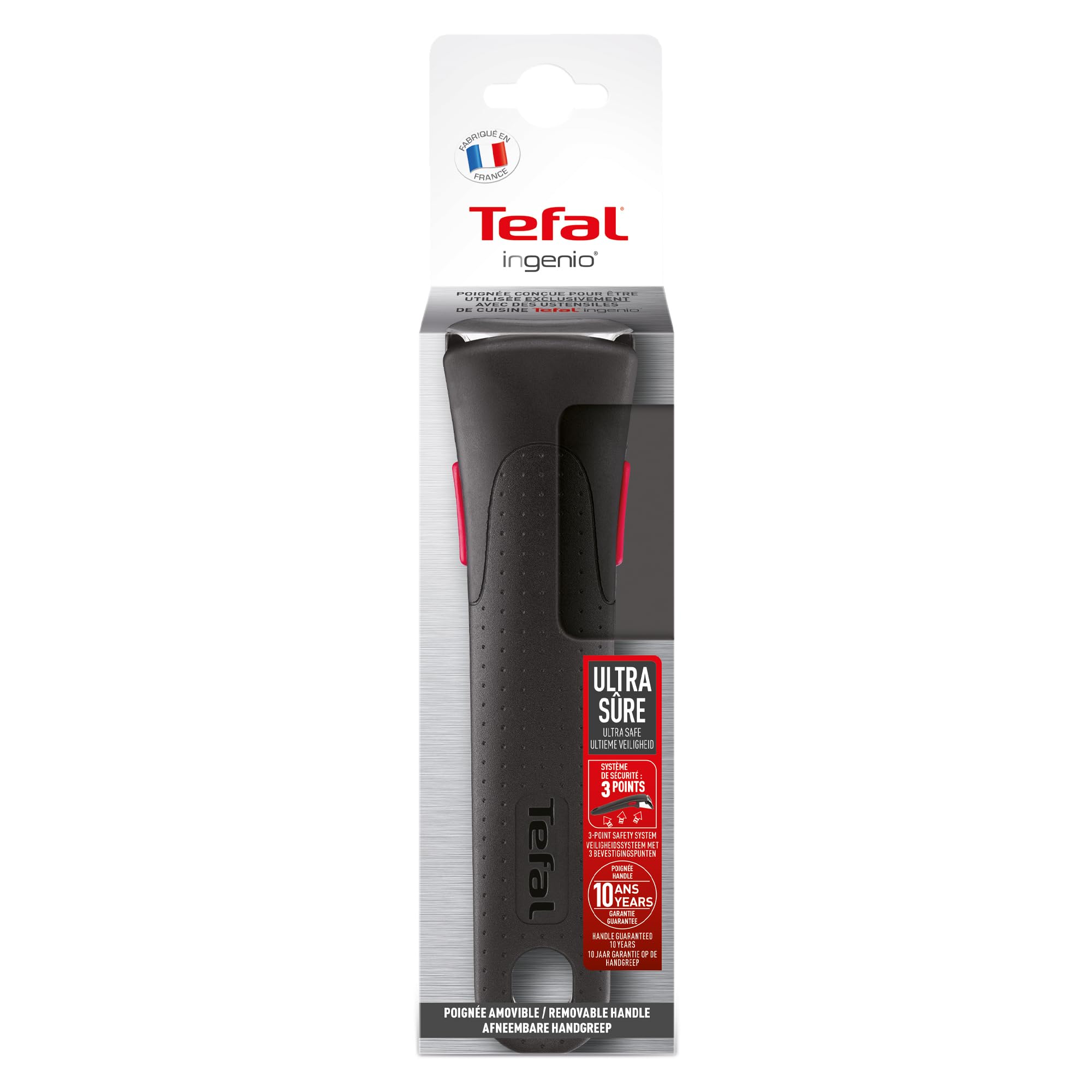 Tefal Ingenio Preference Casserole 22 cm, Empilable, Acier inoxydable, Induction, Polyvalence & Ingenio Poignée amovible noire, Empilable, Verrouillage sécurité 3 points