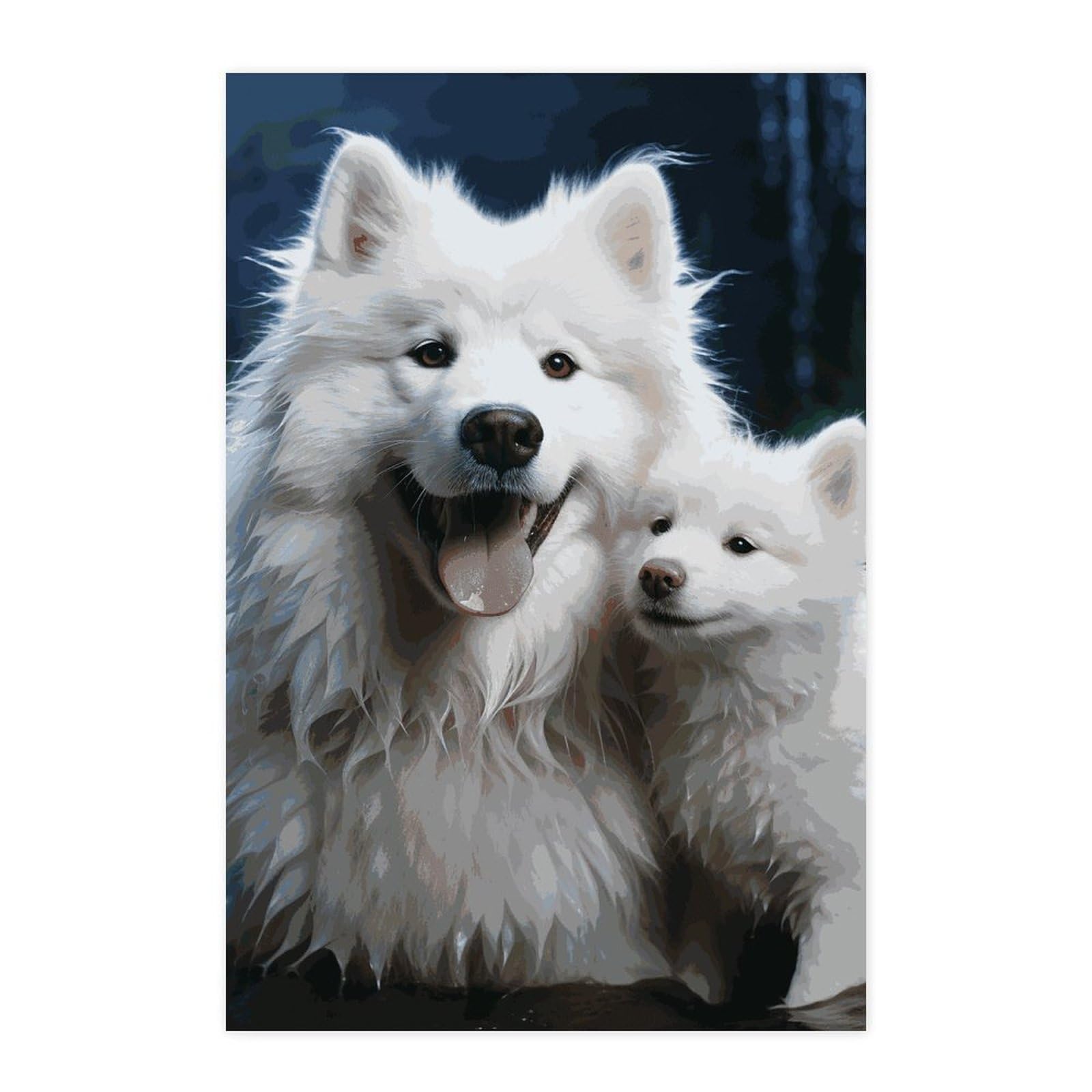 Impression murale autocollante chien blanc au design vintage rétro