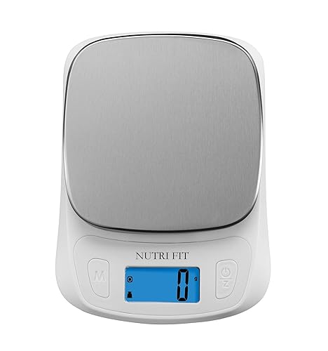 NUTRI FIT Báscula digital de cocina para alimentos, gramos y onzas, báscula ultradelgada, portátil, para hornear, cocinar, acampar, tara inoxidable,