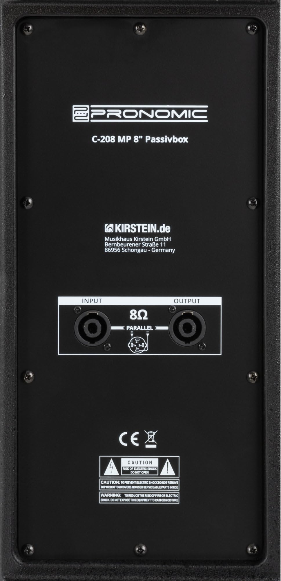Pronomic C-208 MP 8" Set Casse Passive Con Supporti - 2 casse passive 2 vie incl. stativi per diffusori in acciaio - Capacità: 150 Watt (RMS) ciascuna - Impedenza: 8 Ohm - Max. SPL: 120 dB - Nero