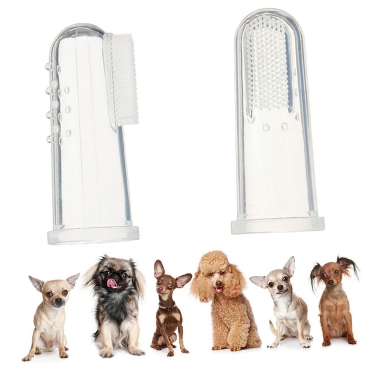 COLLBATH Brosse à Dents En Silicone Pour Animaux De Compagnie, Lot De 4 Brosses à Doigts, Taille Petite, Nettoyage Dentaire Doux, Soin Buccal Pour Chiens Et Chats