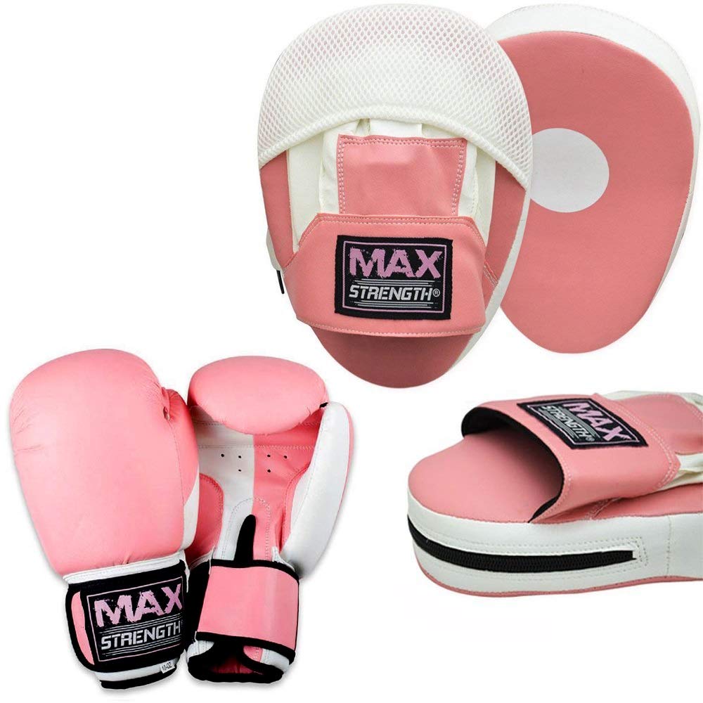 MAXSTRENGTH Set di guantoni da boxe e guantoni da boxe per MMA, Muay Thai, kickboxing, allenamento arti marziali, gancio e bersaglio Jab con guantoni da boxe