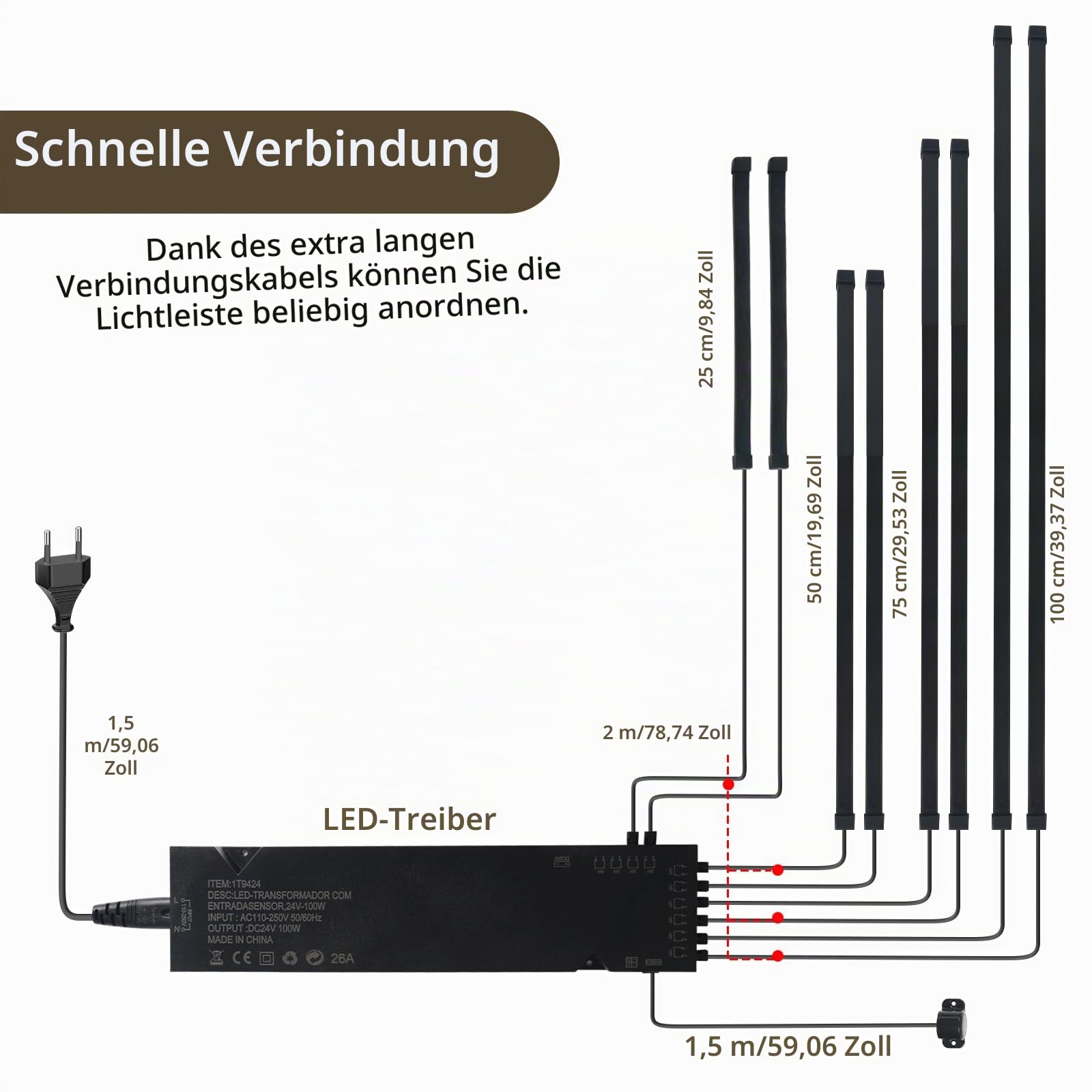 LED für Akustikpaneele, 8 Stück Led Streifen Akustikpaneele Beleuchtung mit Touch-Schalter, Dimmbare Eingebetteter LED für Akustikpaneele Wandpaneele Parallel Unterflurbeleuchtung (Schwarz)