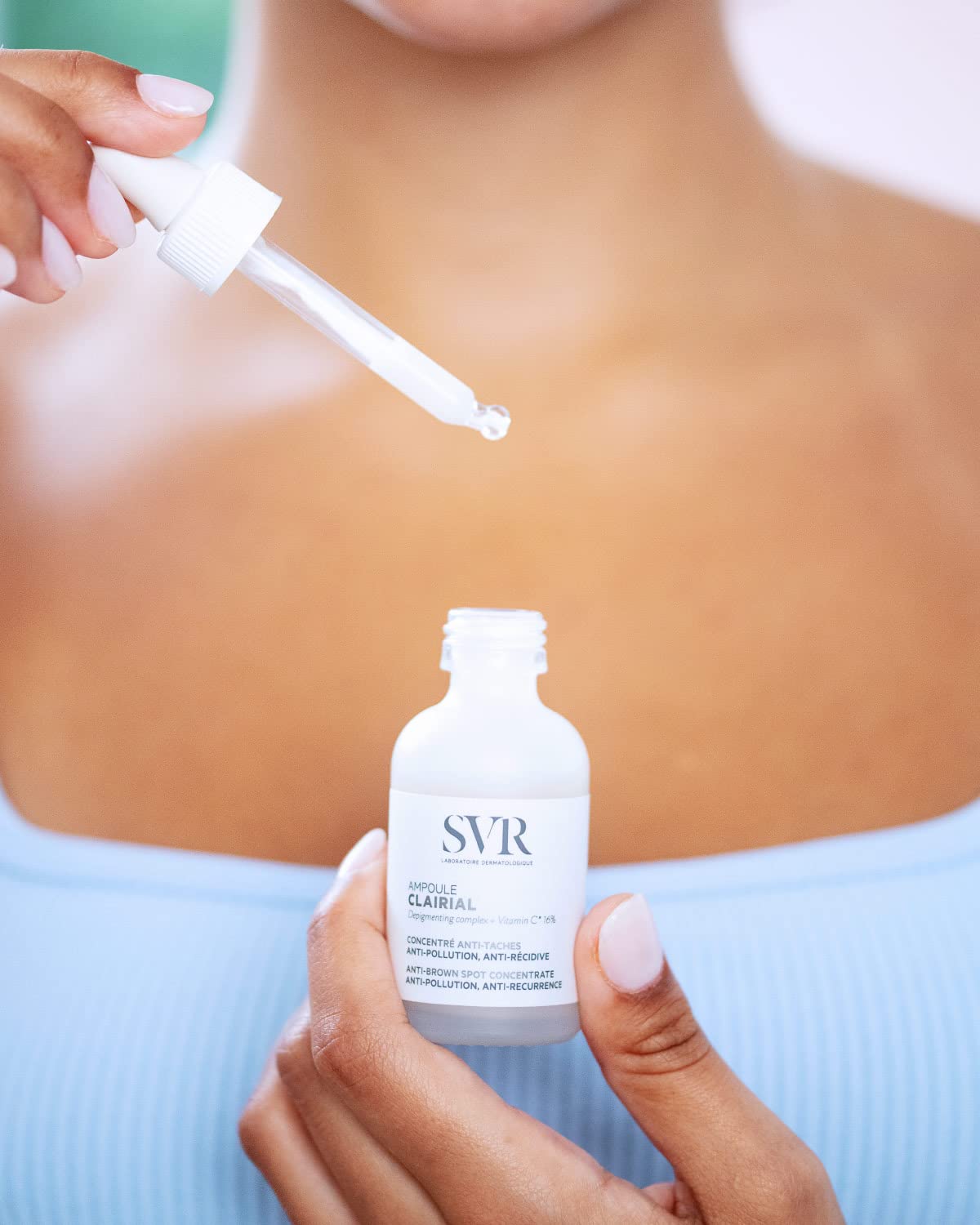 SVR - Ampolla clarial - Concentrado de triple acción anti-manchas oscuras - Para piel sensible propensa a la hiperpigmentación - Complejo despigmentante 14%, vitamina C optimizada 2% - 30 ml