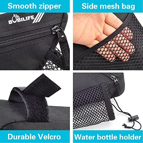 RUNQIN Bike Triangle Frame Bag - Bicycle Cycling Storage Triangle Top Tube Front Pouch Saddle Bag for Road and Mountain Bikes (Upgrade with Bottle Holder), Black