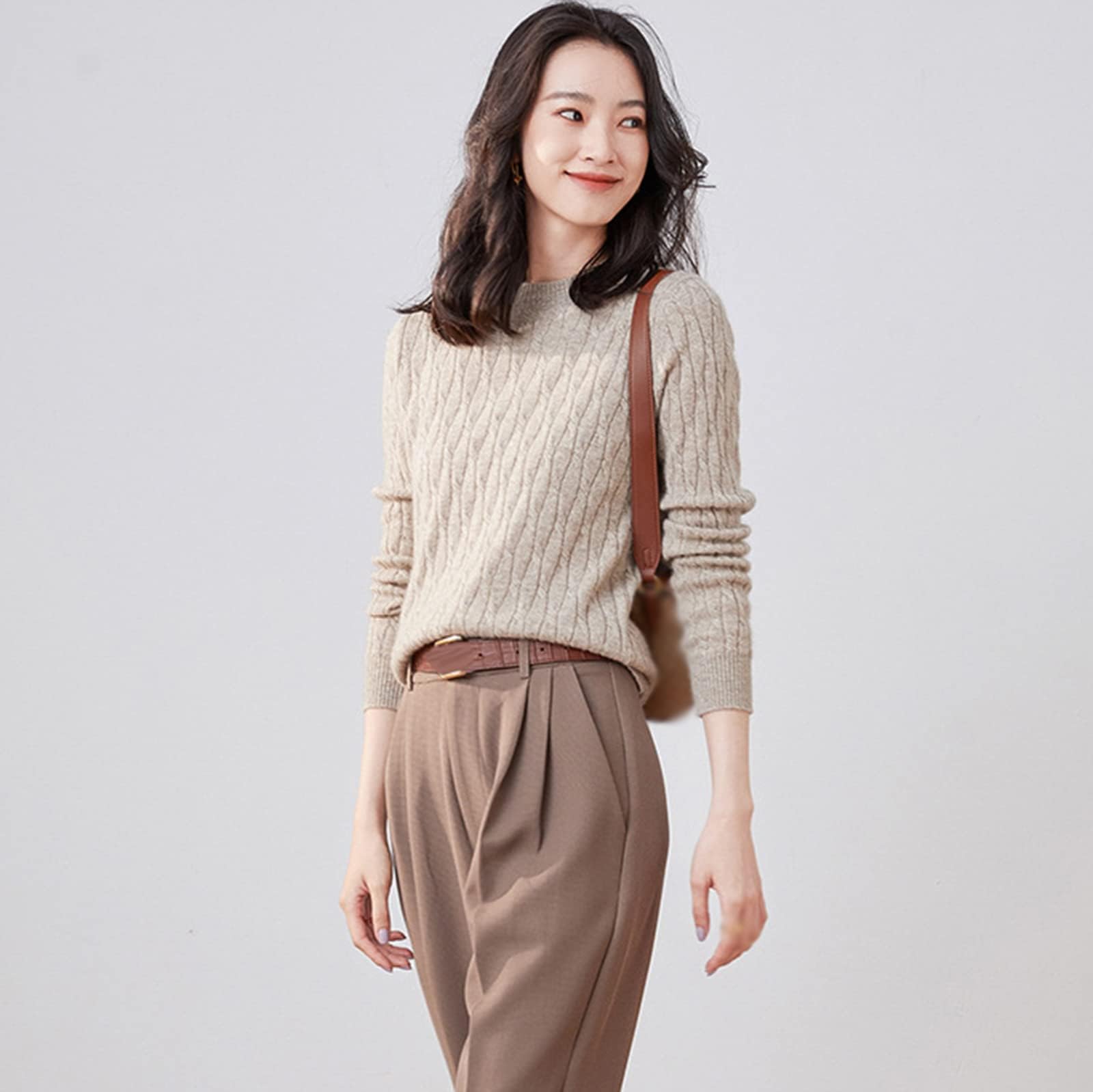 Amazon.co.jp: レディースニットセーター、95％ウールカシミヤ  