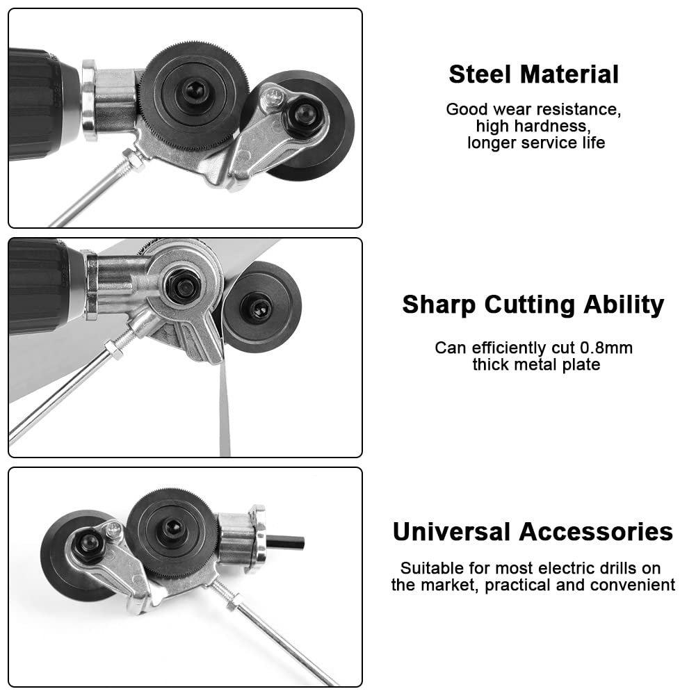 Taglierina Elettrica per Lamiera, Metal Cutter Nibbler Kit, Accessorio per Trapano