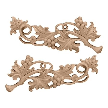 Ekena Millwork ONL09X03X01GRMA Each Side Small Grape Scrolls Pair, 9 1/4-Inch x 3 1/2-Inch x 5/8-Inch, Maple