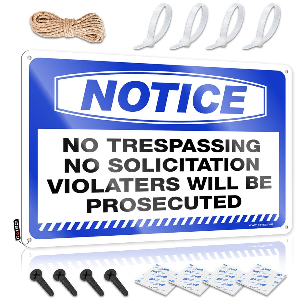 STWNVOITV Funny Saying Tin Signs Notice No Trespassing No Solicitation Violater Tin Sign Funny Beer Sign Metal Home Sign(30X40CM)