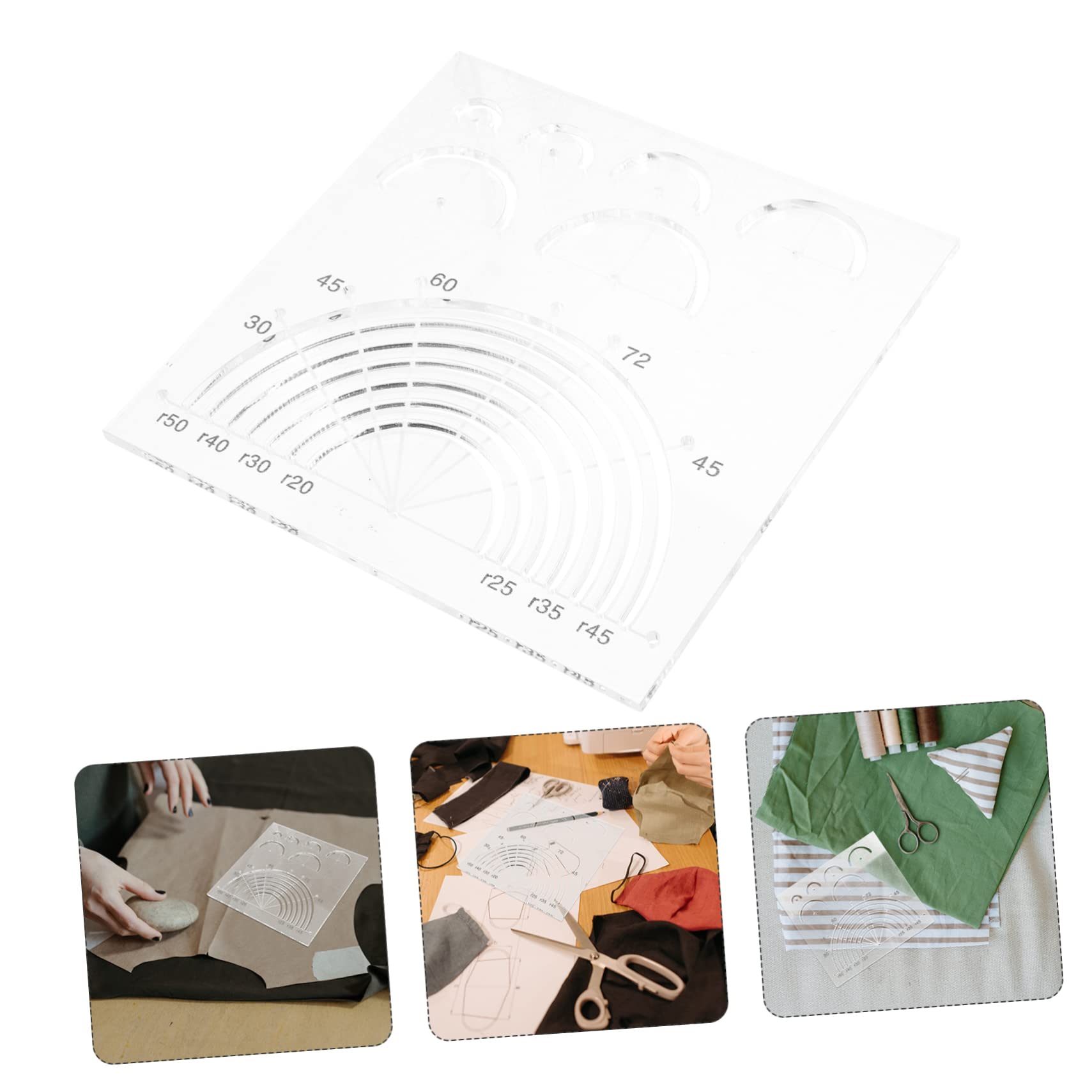 SEWACC 4piezas Regla De Acolchado Acrílica Semicircular Para Patchwork Plantilla Transparente De Costura y Medición Para Proyectos De Quilting