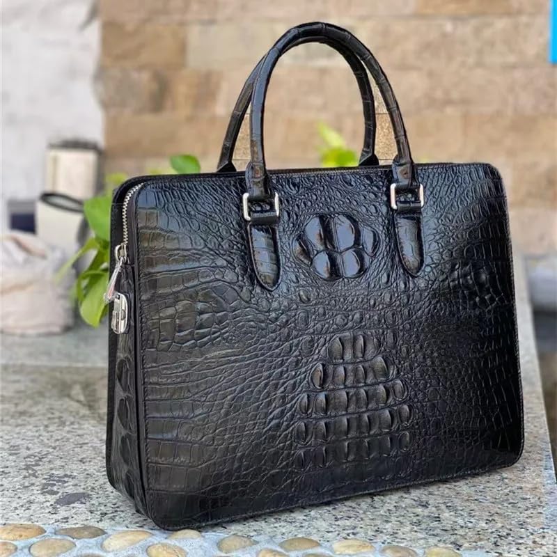 Exotic Genuine Crocodile Skin Password Lock Zipper Closure Male Briefcase Authentic Alligator Leather Men Top-handle Handbag2
