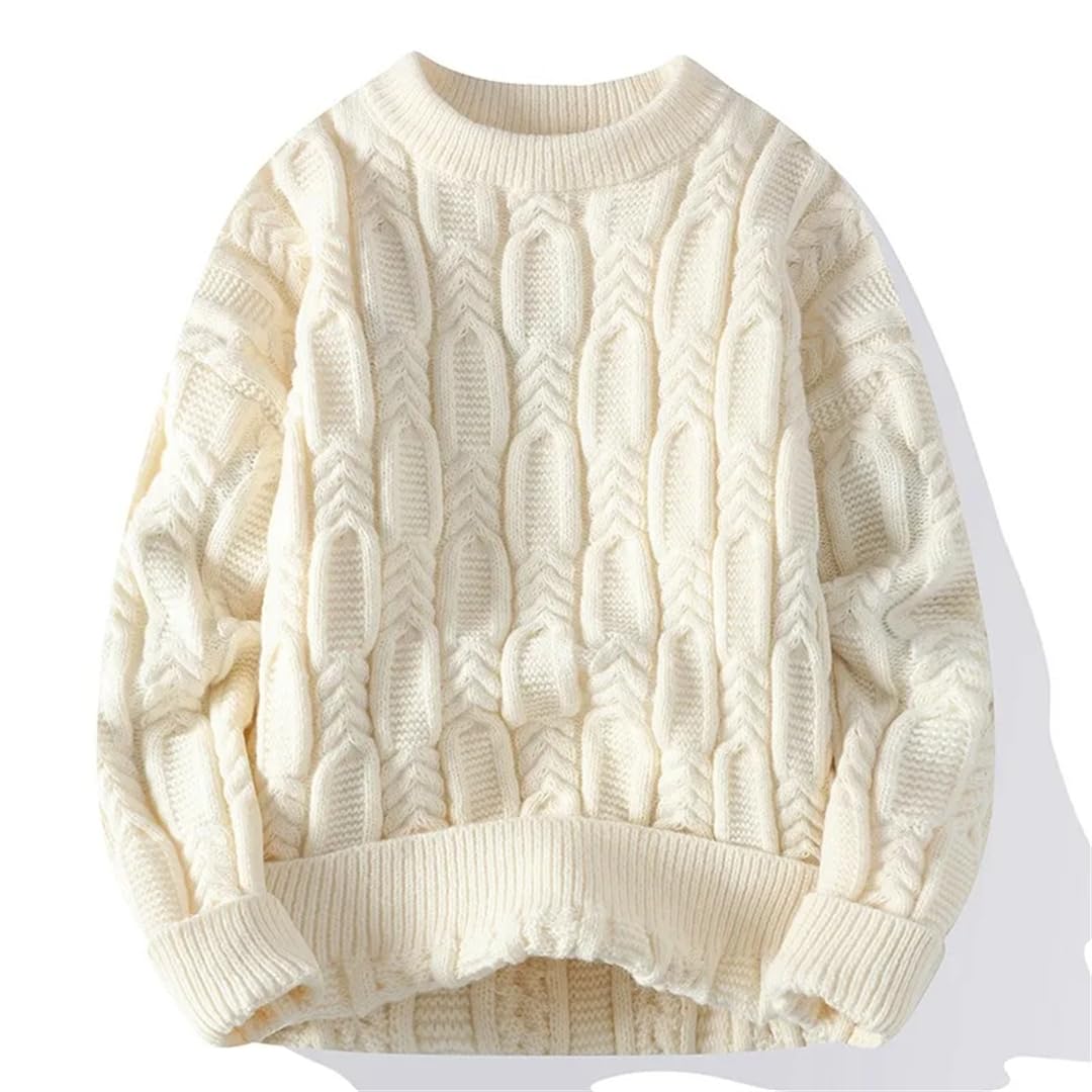 Męski ciepły sweter z dzianiny luźny sweter na co dzień sweter z długim rękawem sweter z dzianiny sweter