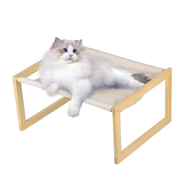 Cama para gatos extraíble de madera, 50 x 40 x 25 cm